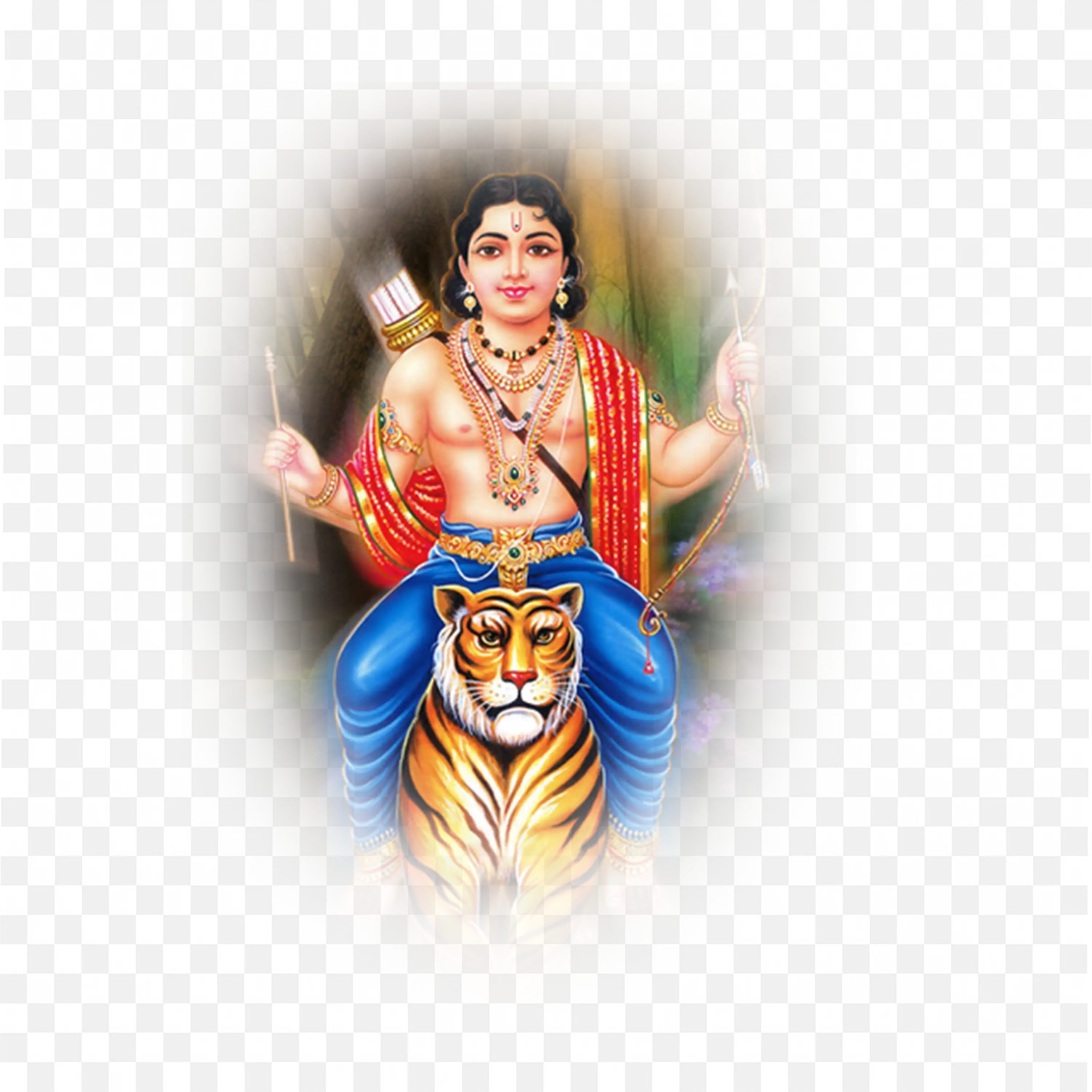 Lord Ayyappan on Tigress Divine Hindu Deity Illustration