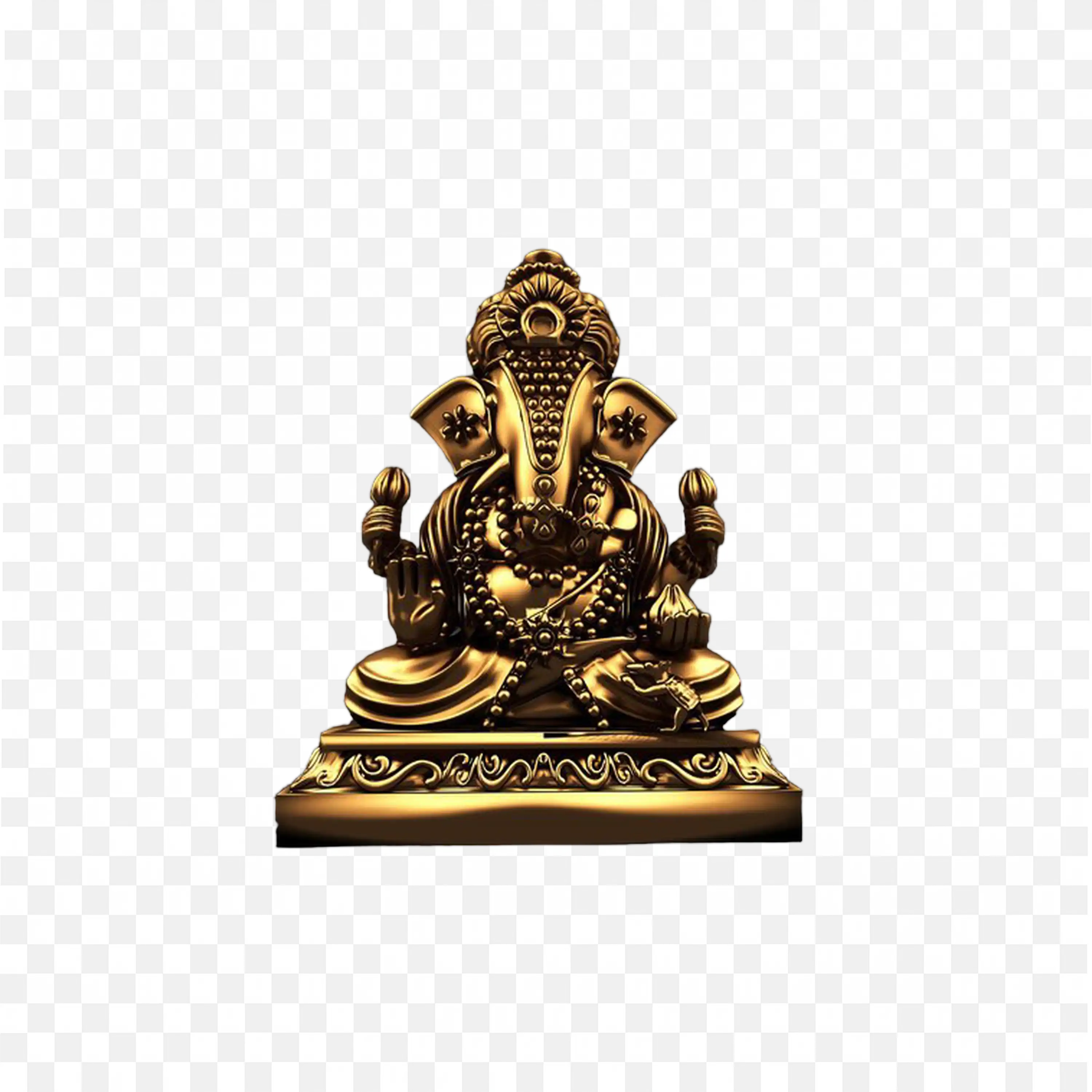 Lord Ganesha Golden Statue Image Hindu Deity Art PNG