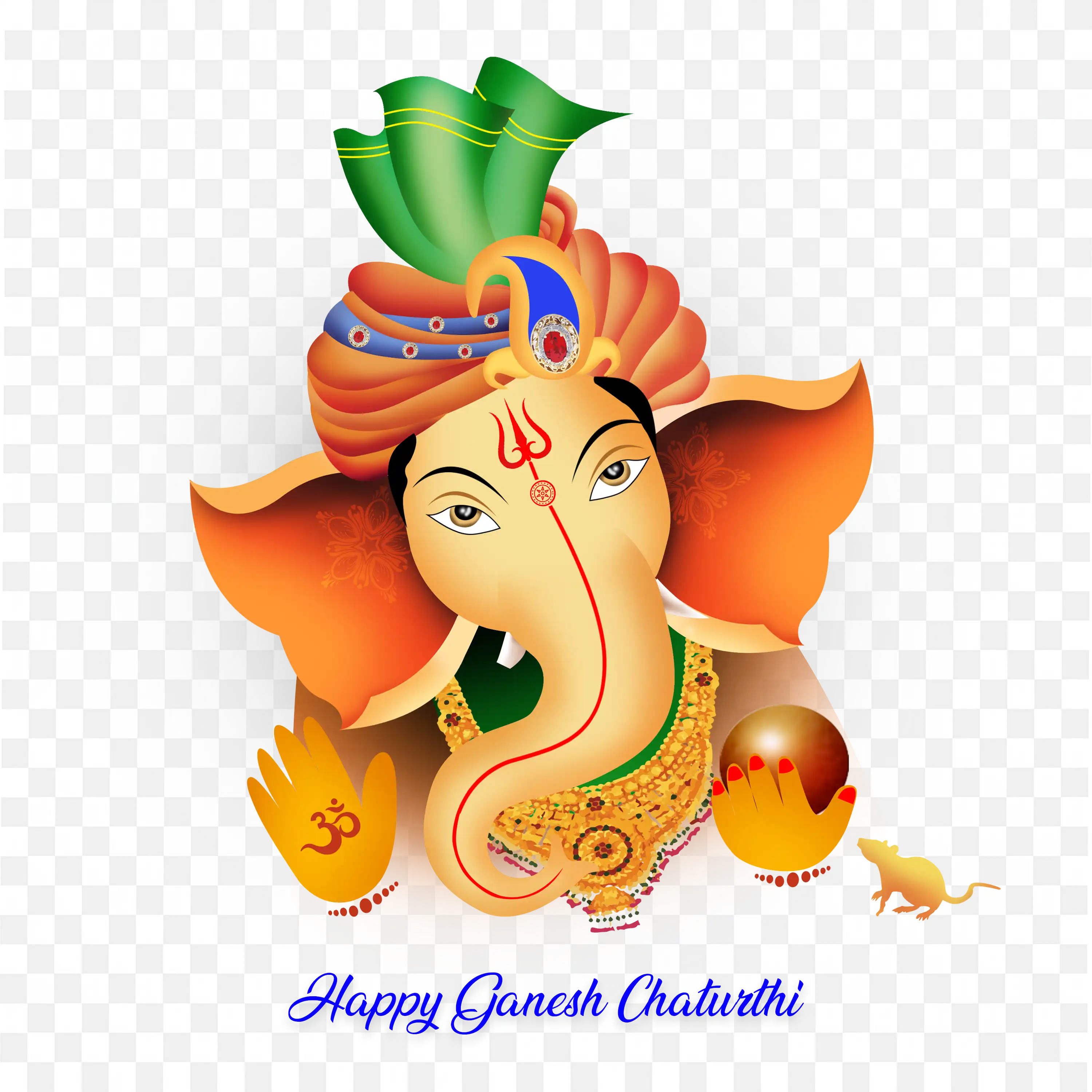 Lord Ganesha with Happy Ganesh Chaturthi Greeting Art