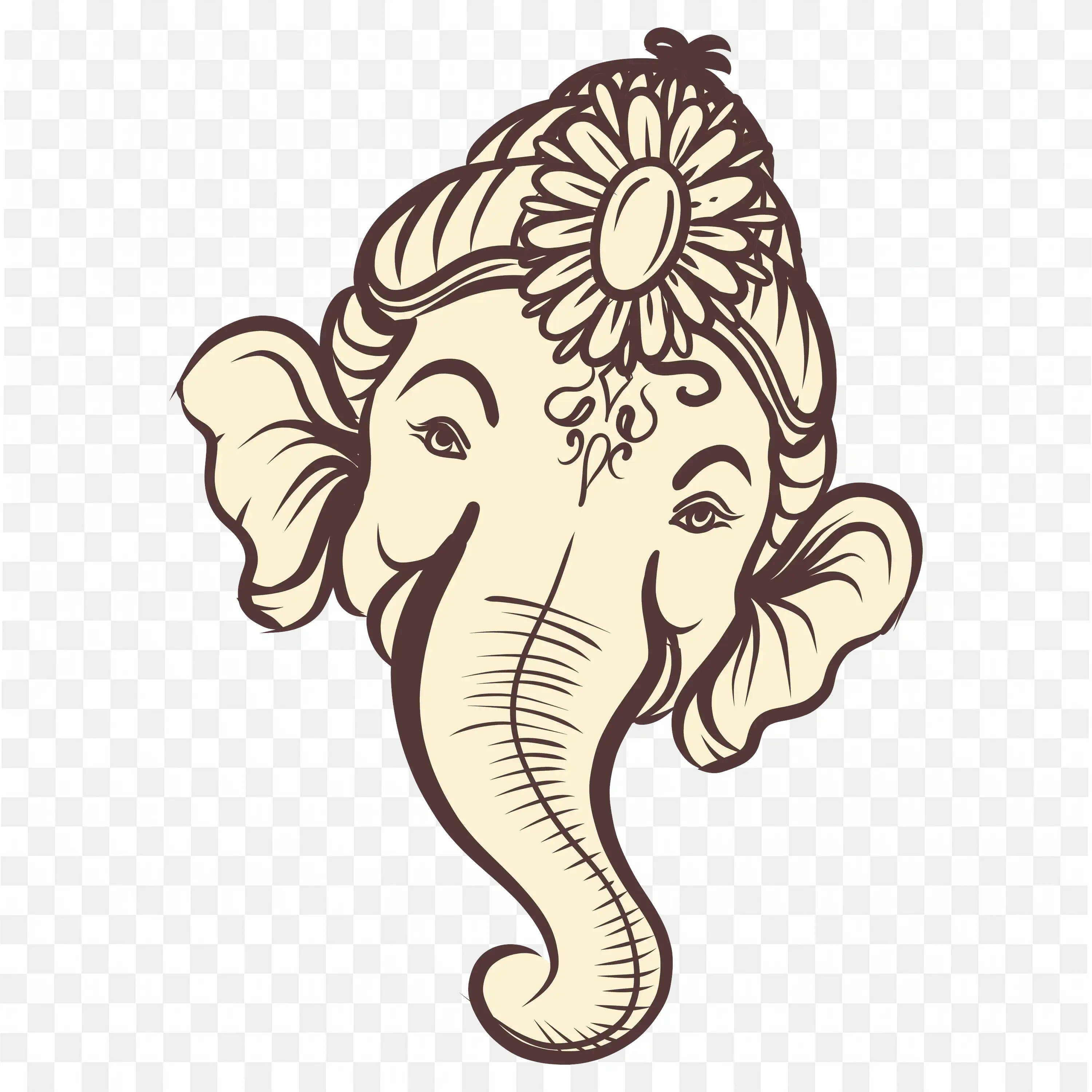 Lord Ganesha Head Elegant Line Art Vector Design