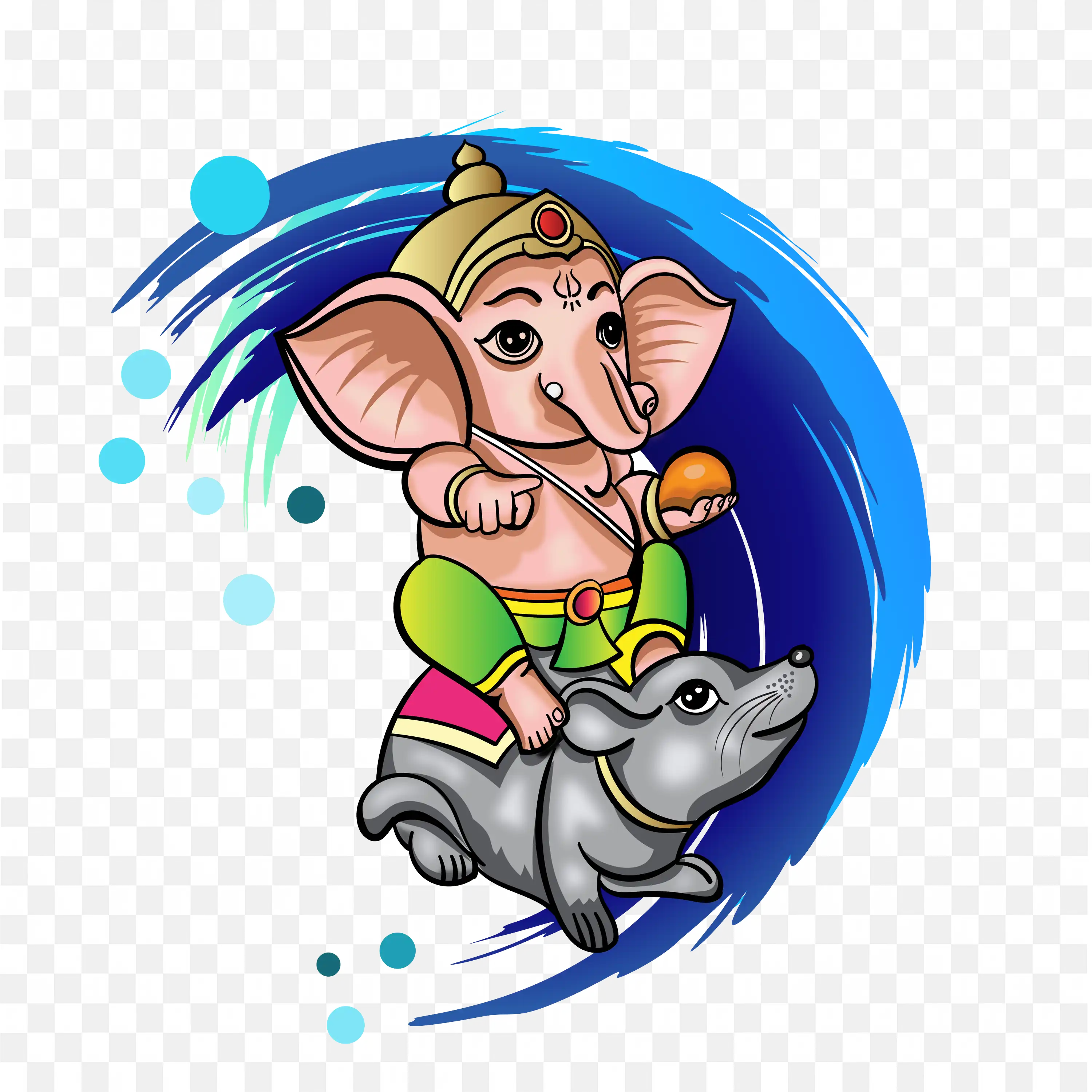 Lord Ganesha on Mooshika Divine Hindu Deity Illustration
