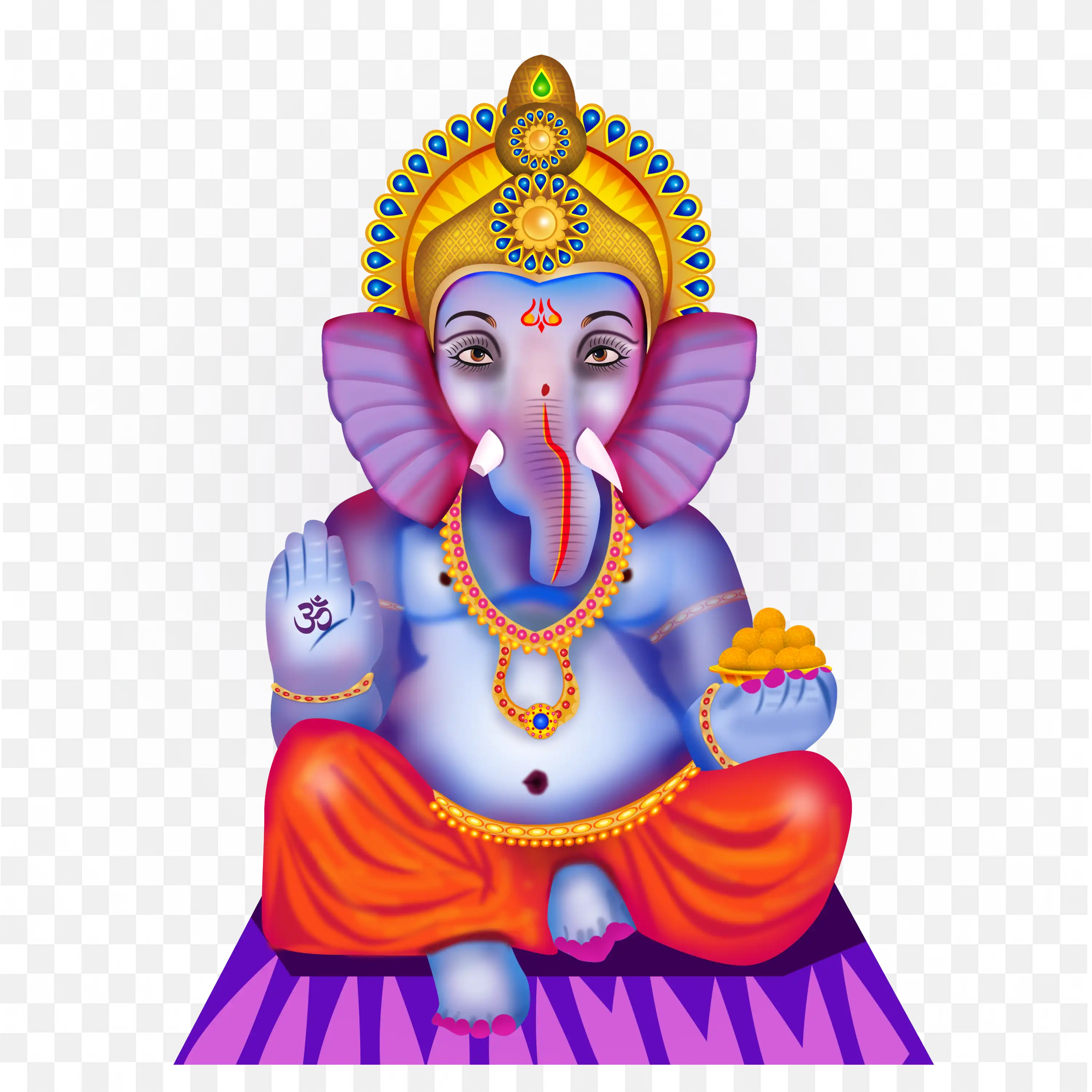 Lord Ganesha Sitting in Blessing Pose Art Download