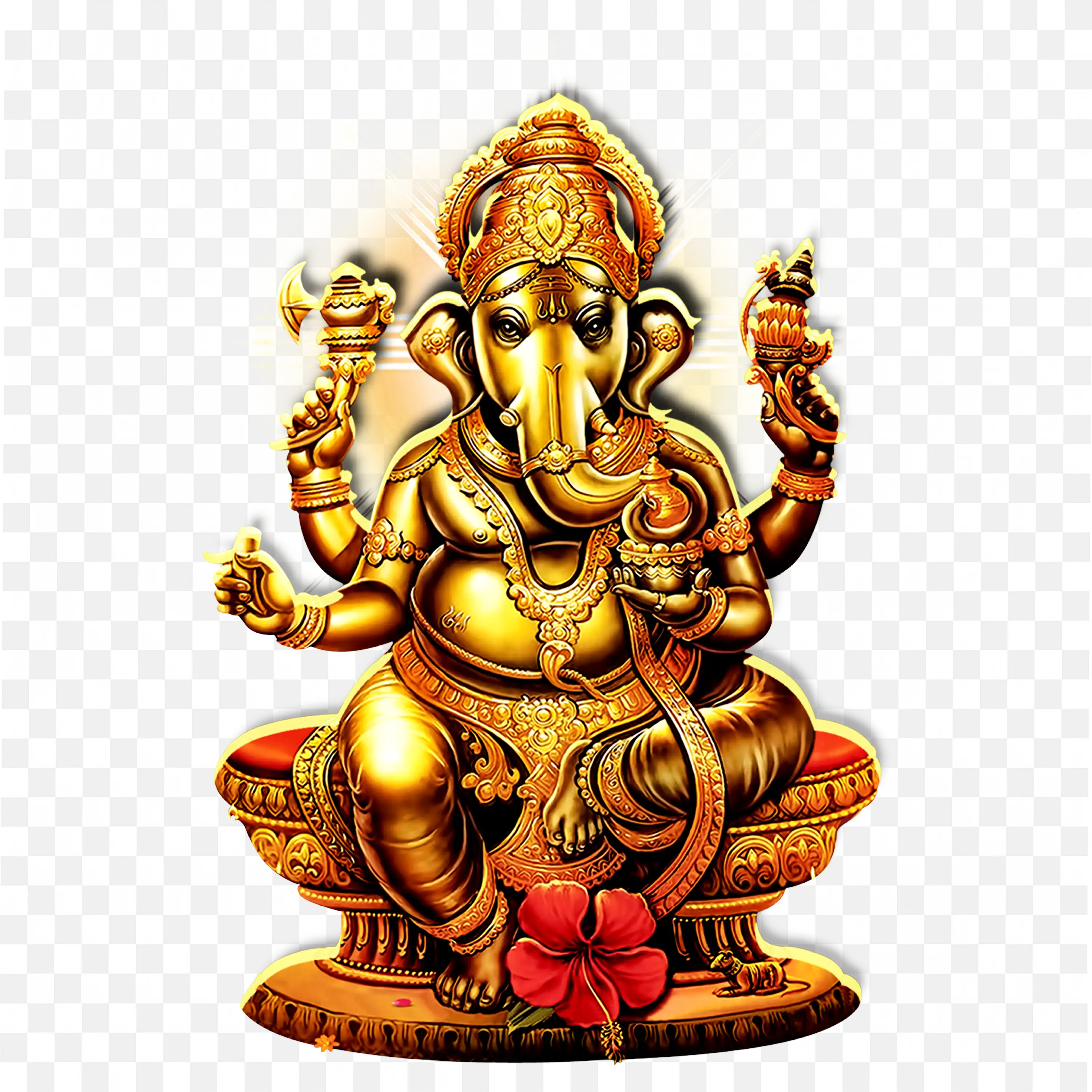 Lord Ganesha Sitting Elephant Headed Hindu Deity Art PNG
