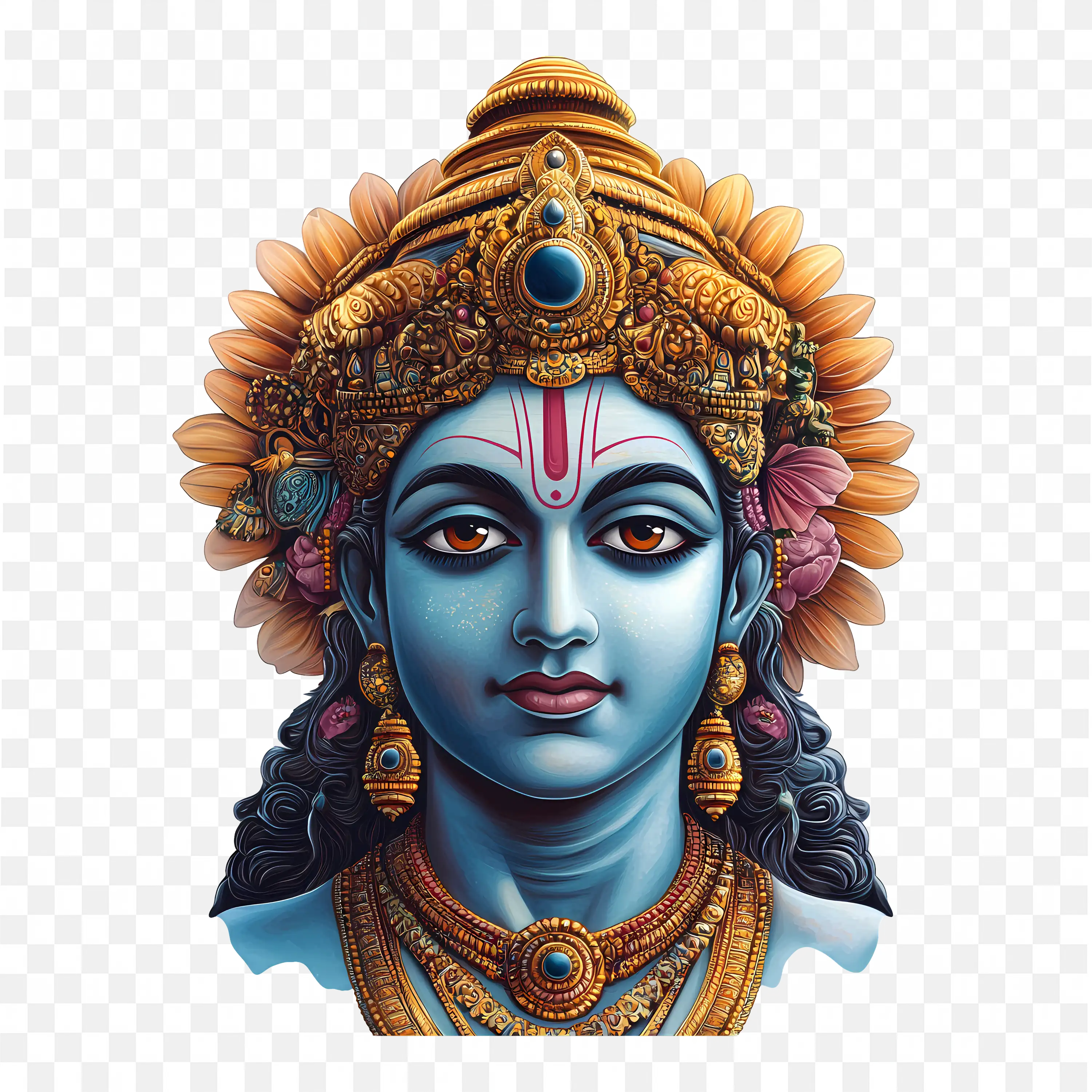 Lord Krishna Revered Hindu Deity Divine Artistic Illustration Art