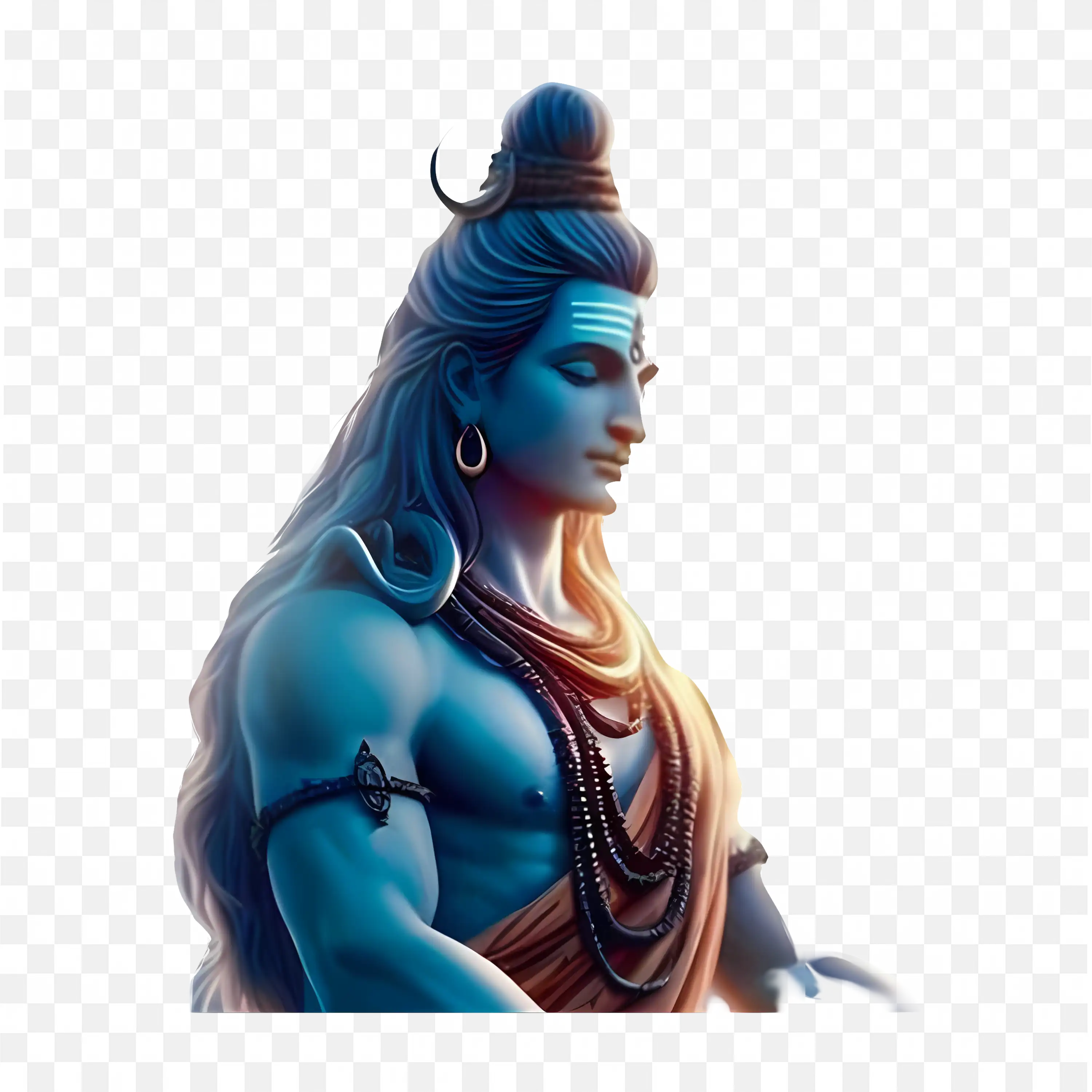 Lord Shiva with Closed Eyes Blue Divine Meditation Spiritual Art