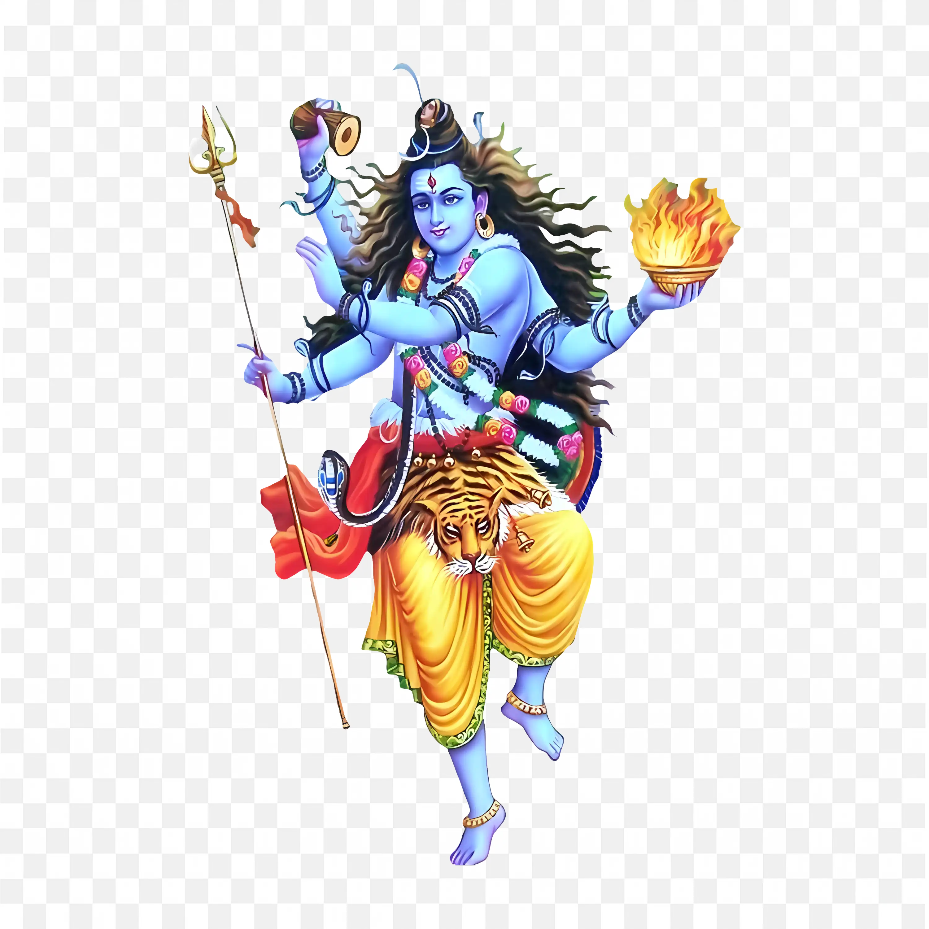 Lord Shiva Dancing with Four Hands and Smiling Divine Artwork