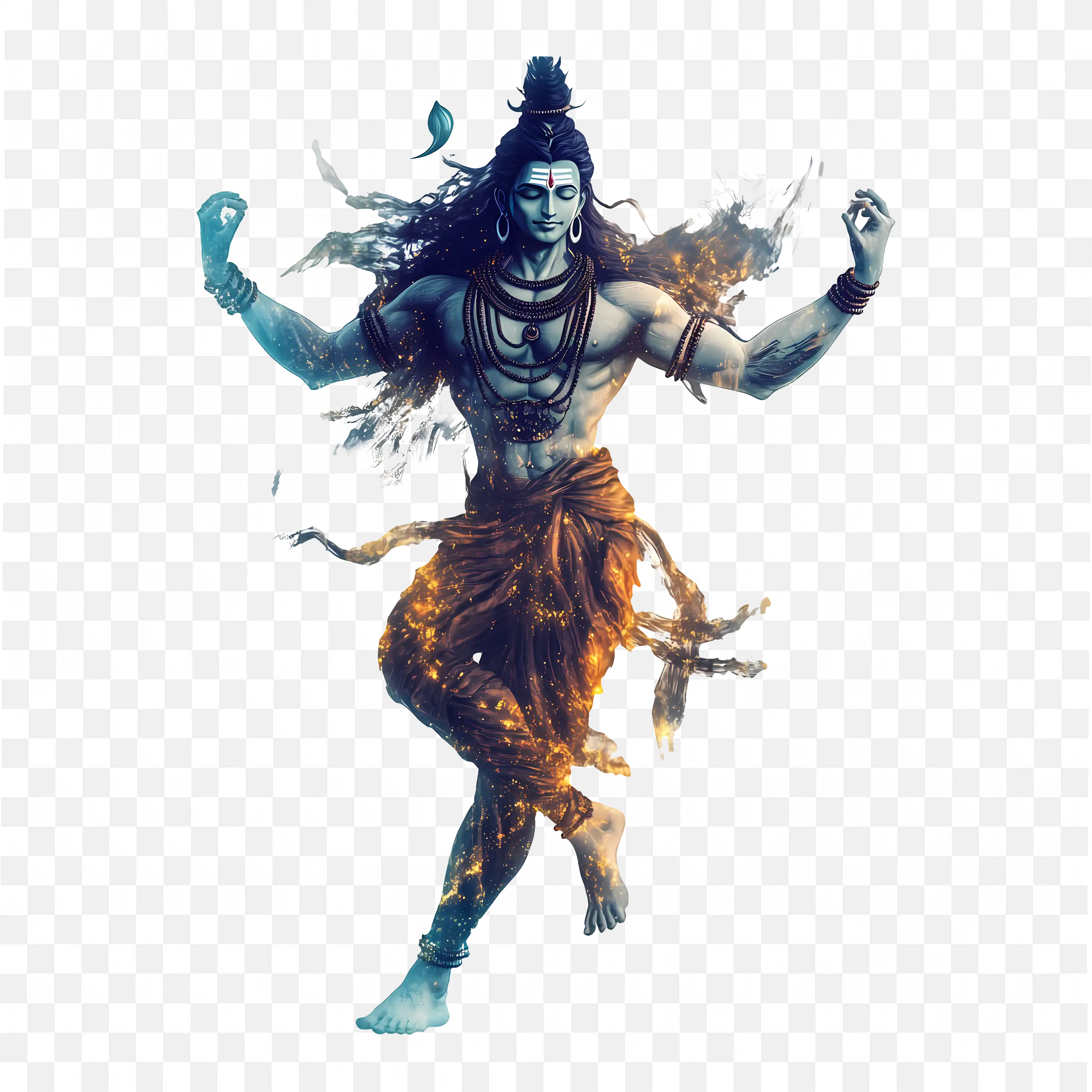 Lord Shiva Dancing Mythical Tandava Pose Illustration