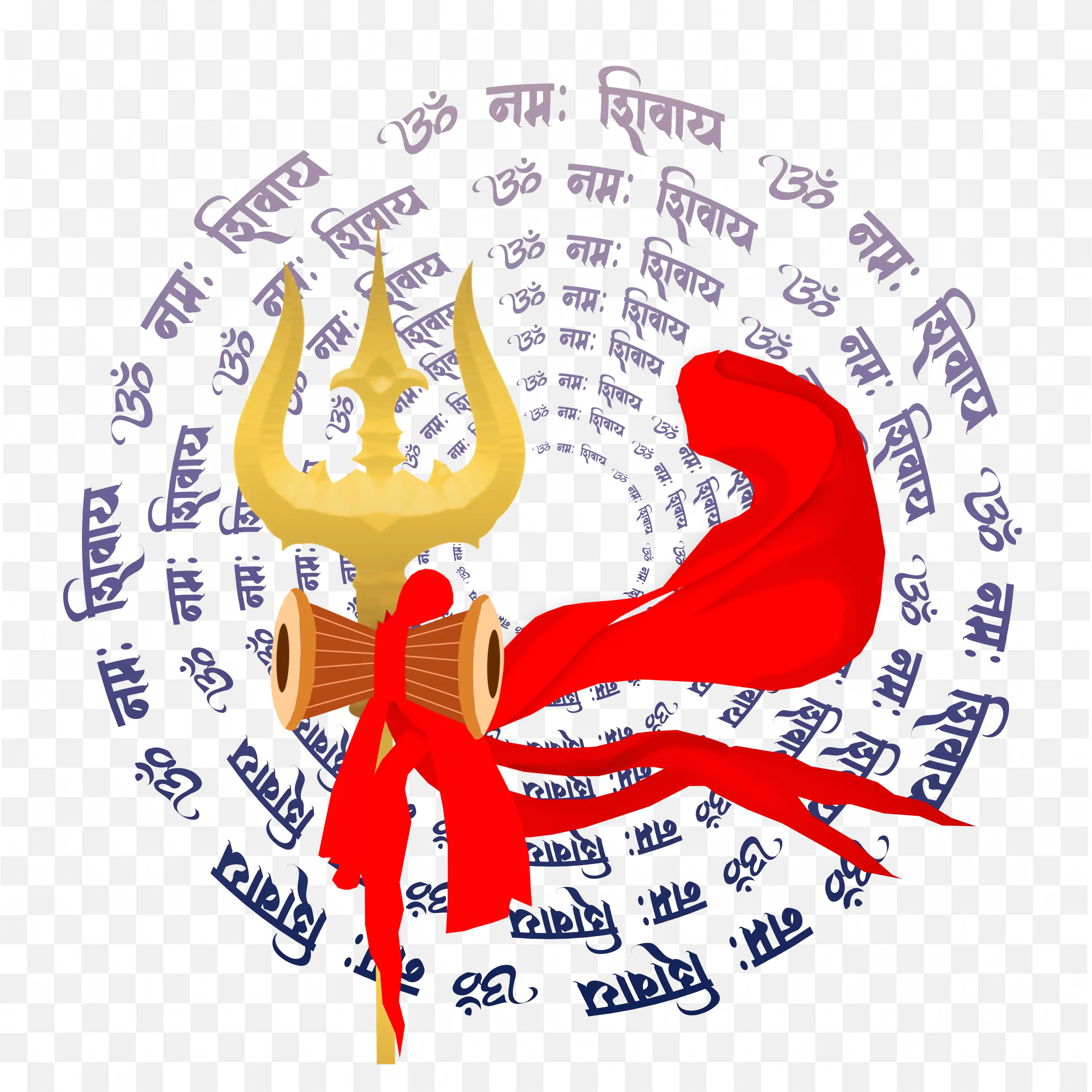 Lord Shiva Trishul with Om Namah Shivay Mantra Design Art