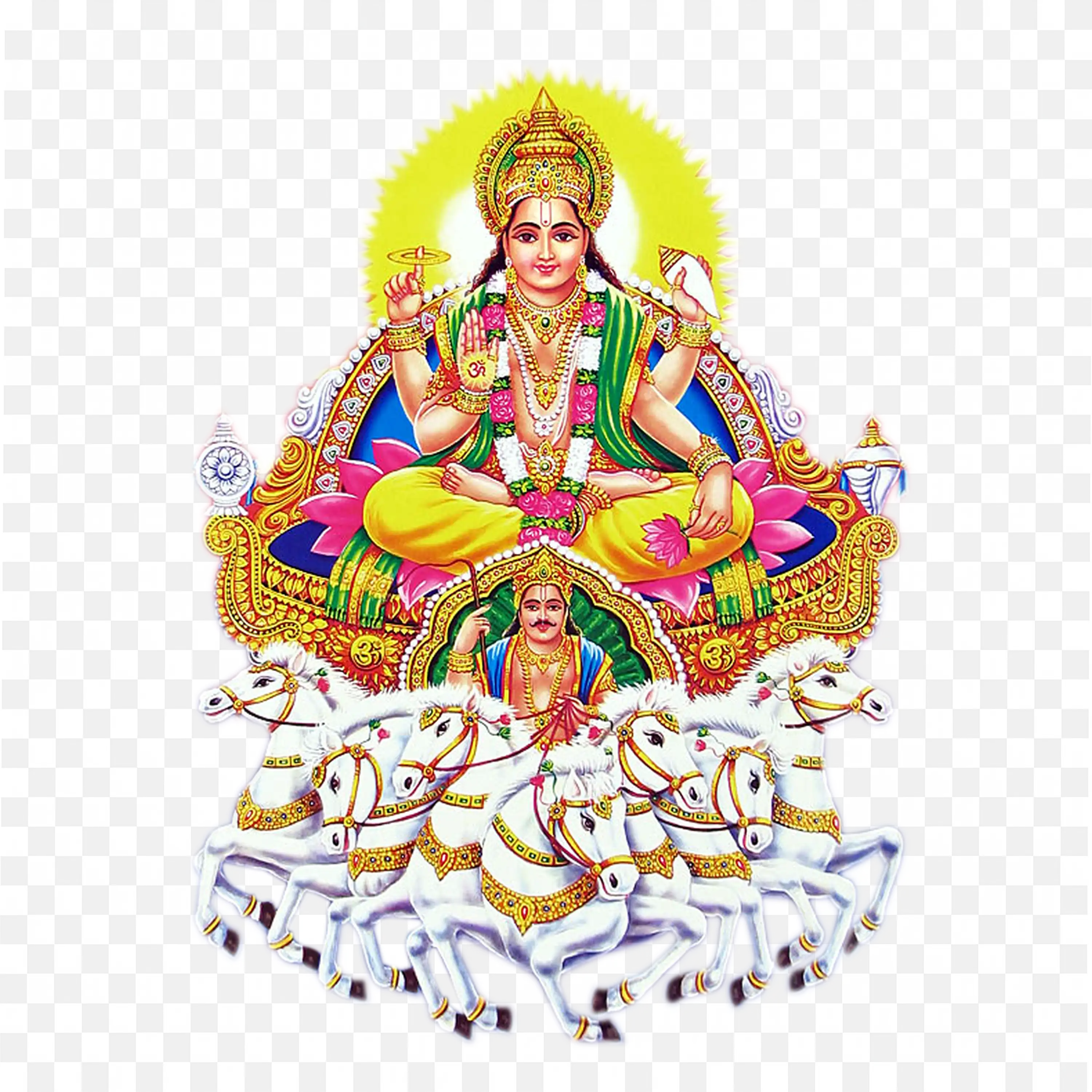 Lord Surya Dev Illustration Hindu Sun God on Chariot PNG