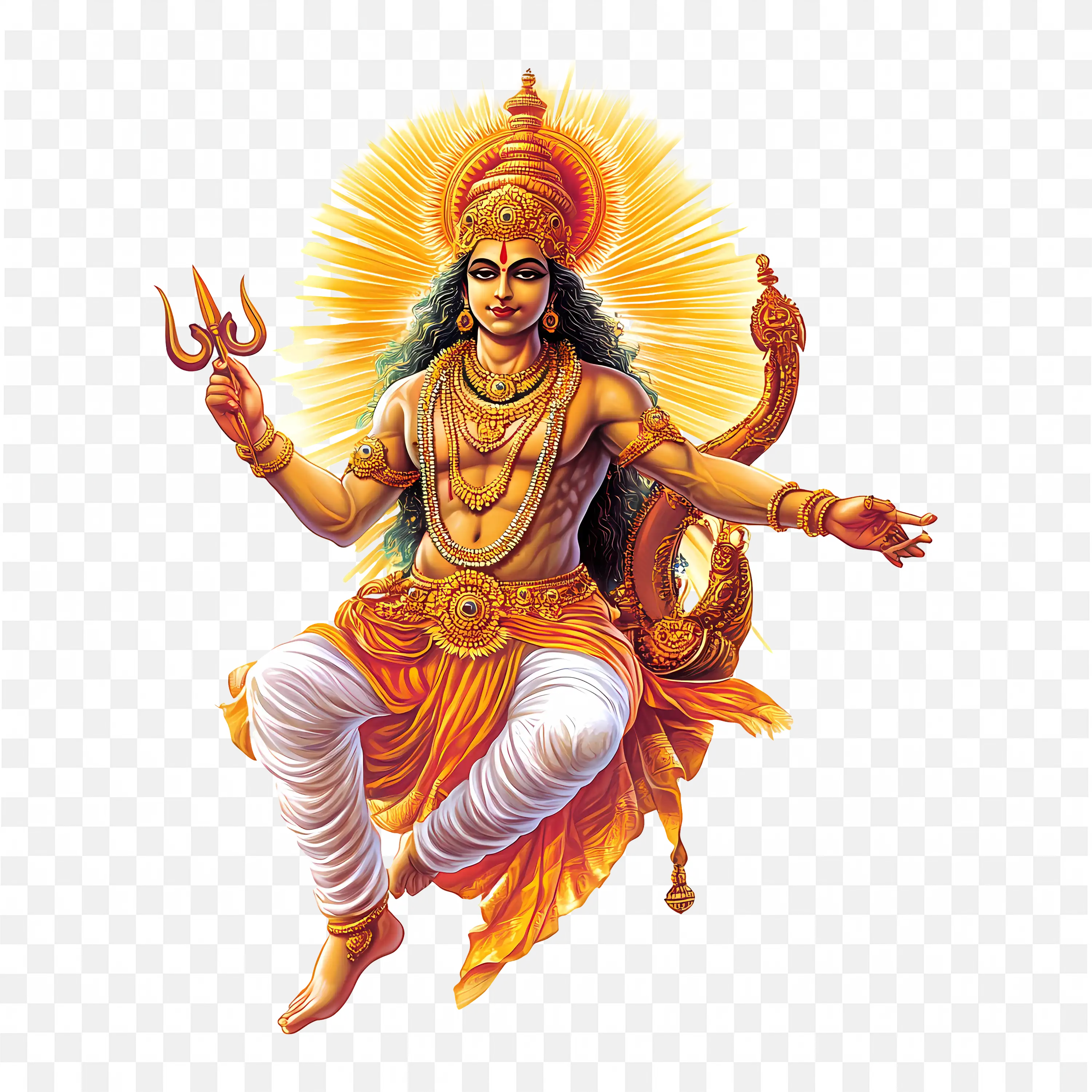 Lord Surya Hindu Sun God Illustration Symbolizing Light and Energy PNG