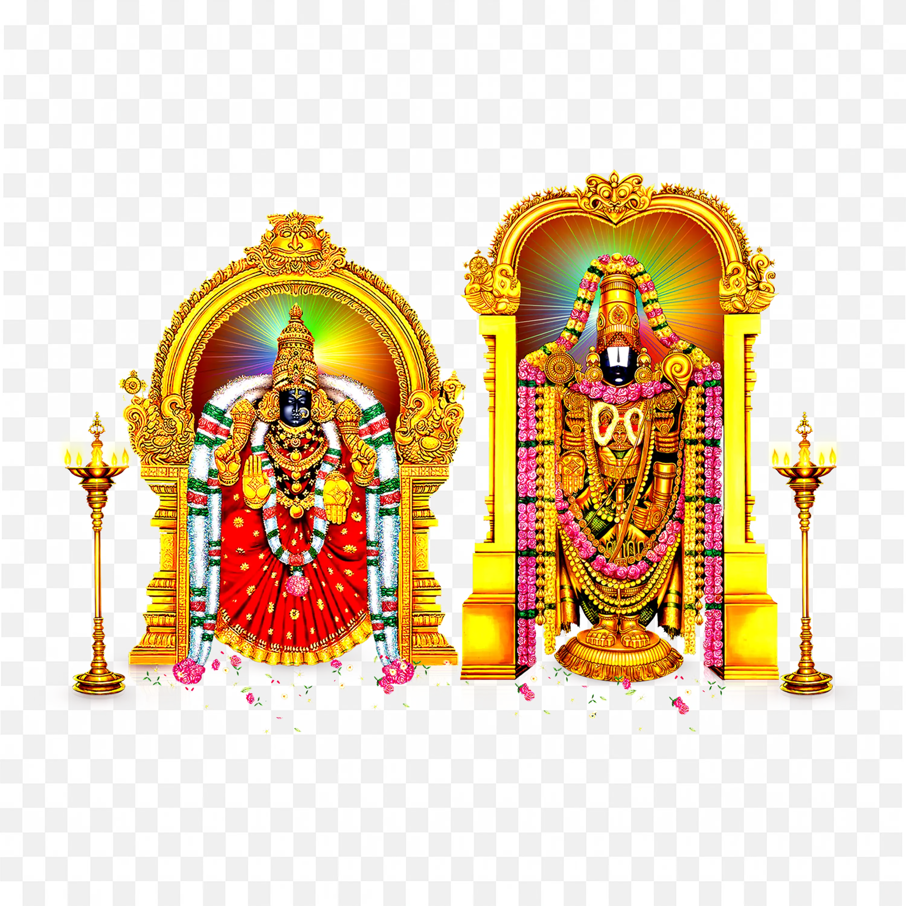 Lord Venkateswara and Goddess Padmavati Divine Hindu Art