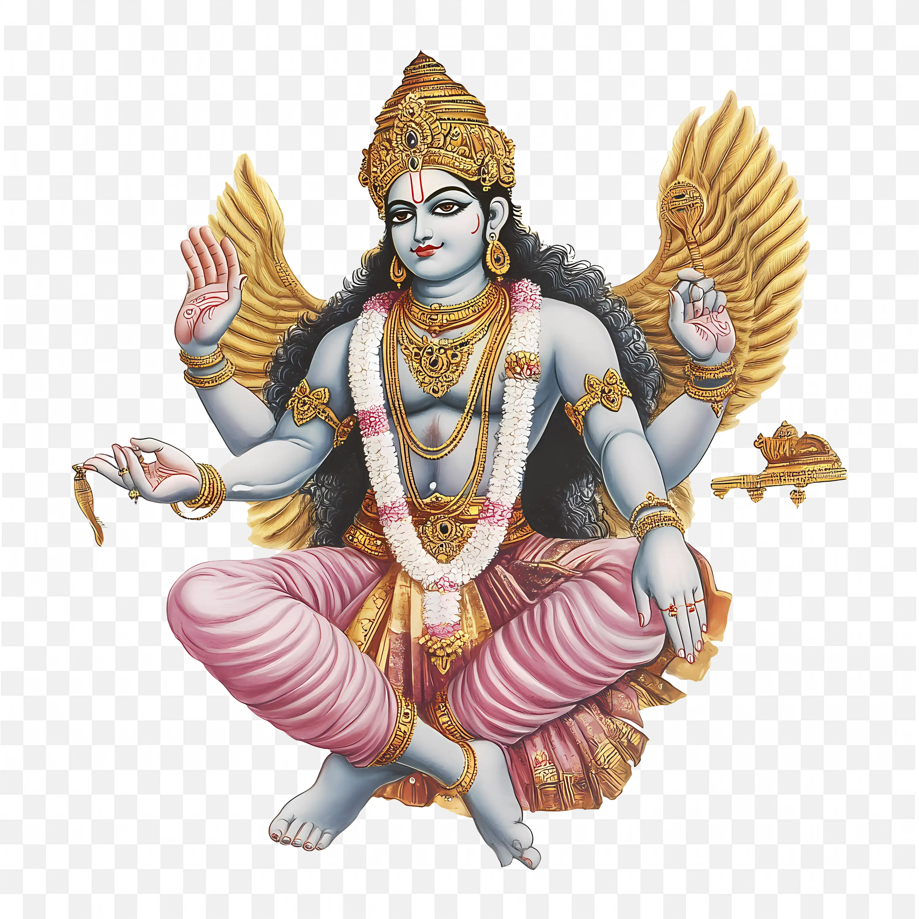 Lord Vishnu PNG Divine Hindu Deity Illustration with Symbols