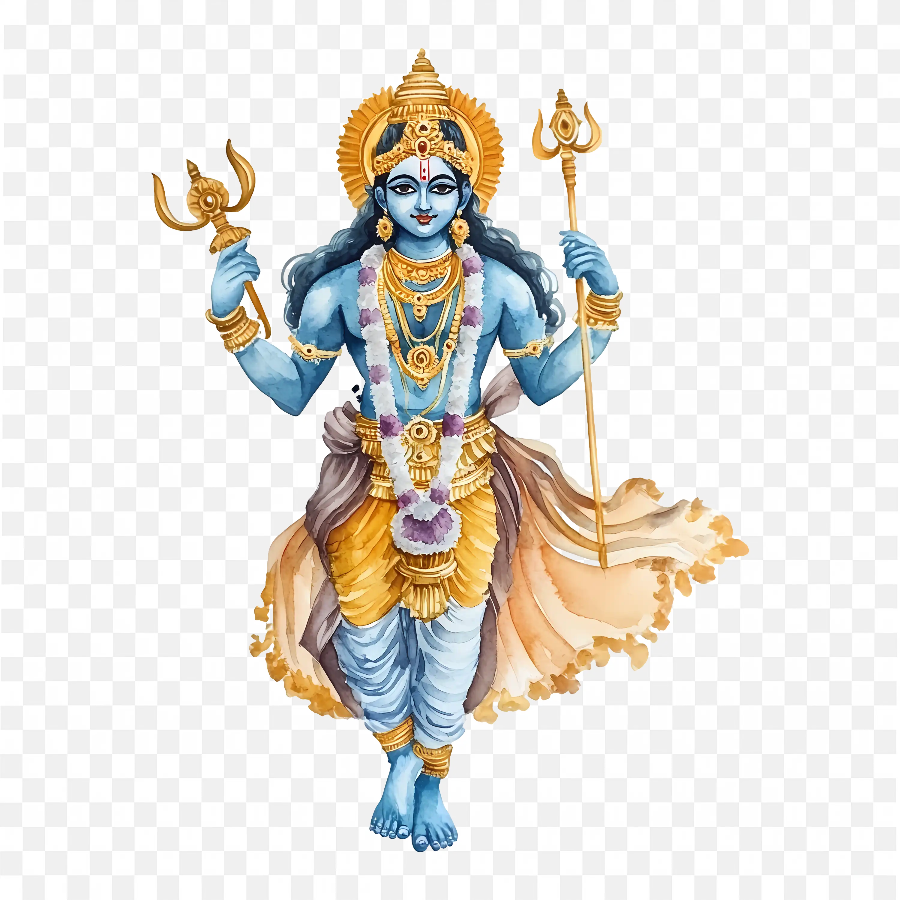 Lord Vishnu Holding Trishul PNG Images Divine Hindu Art
