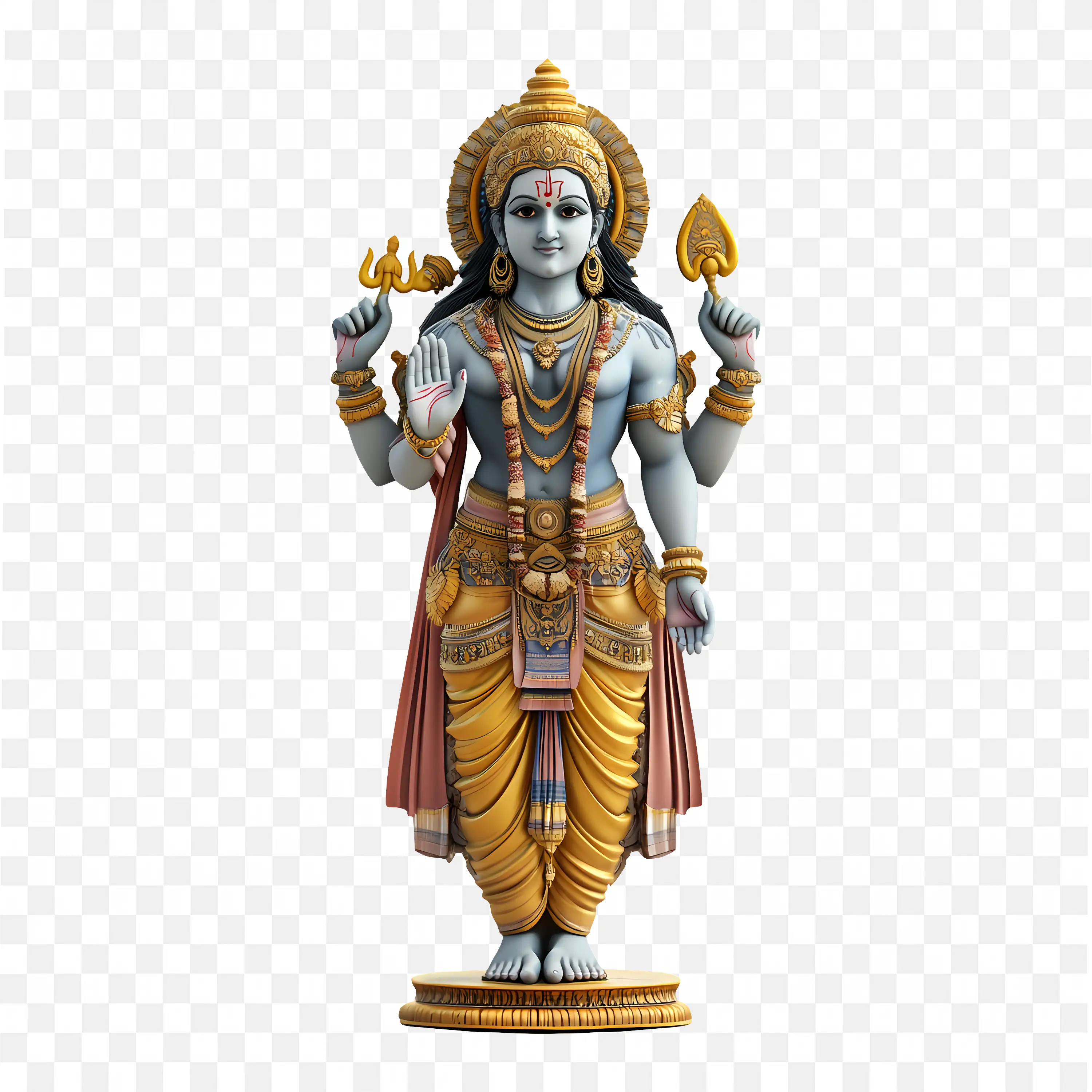 Lord Vishnu Statue Four Arm PNG Images Divine Hindu Art