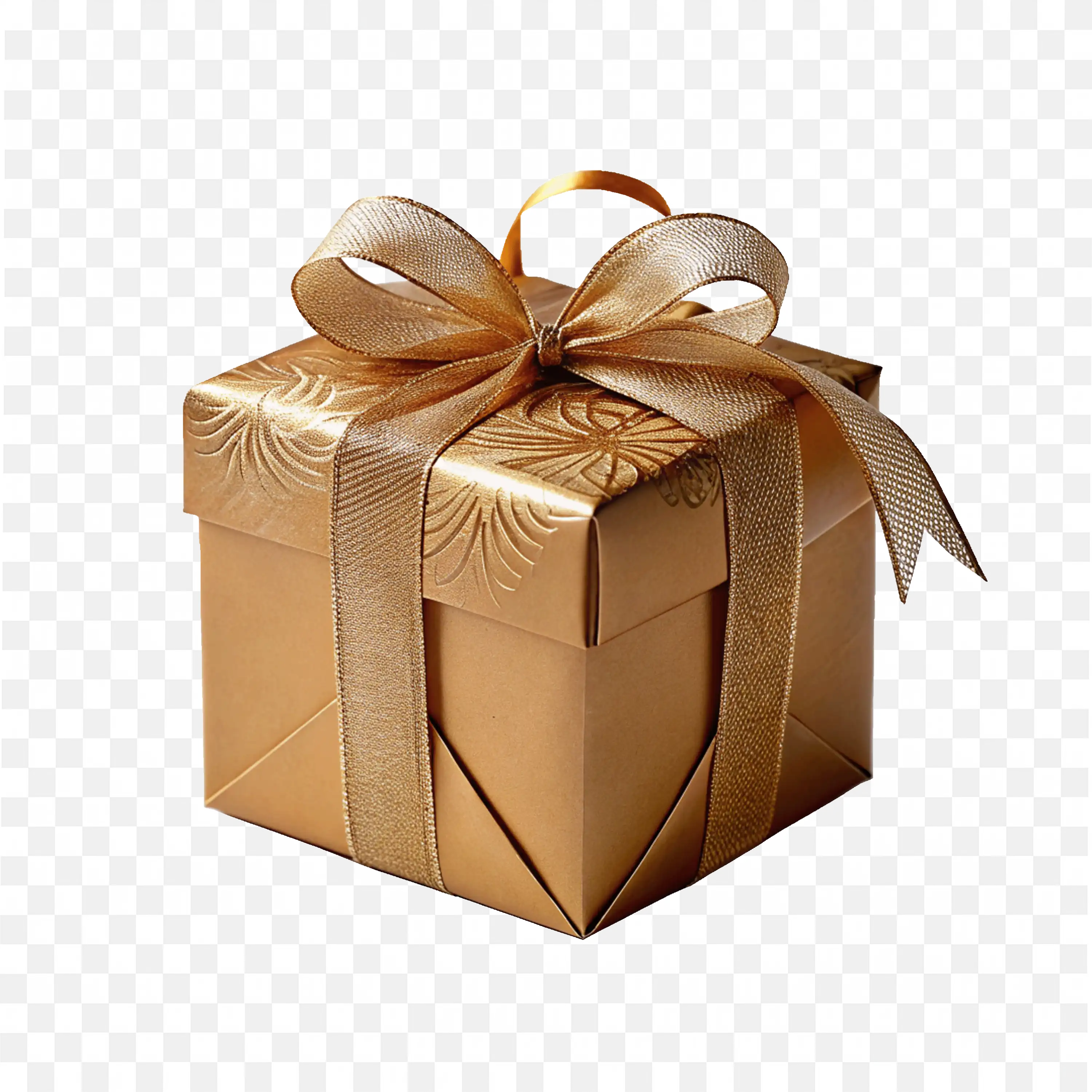 Luxurious Gold Gift Box with Brown Ribbon Elegant Design