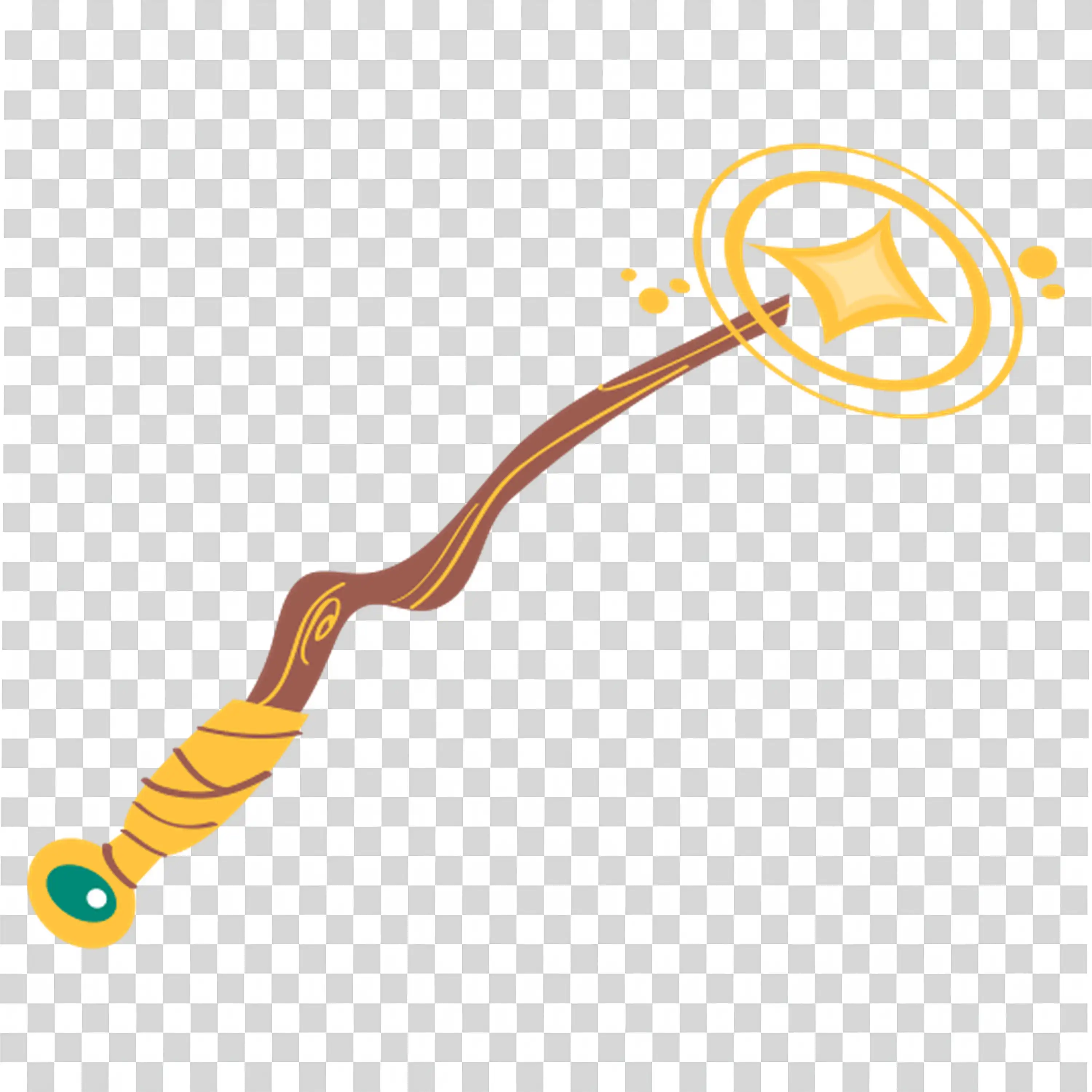 Magic Wand with Glowing Tips for Halloween Spells Free PNG