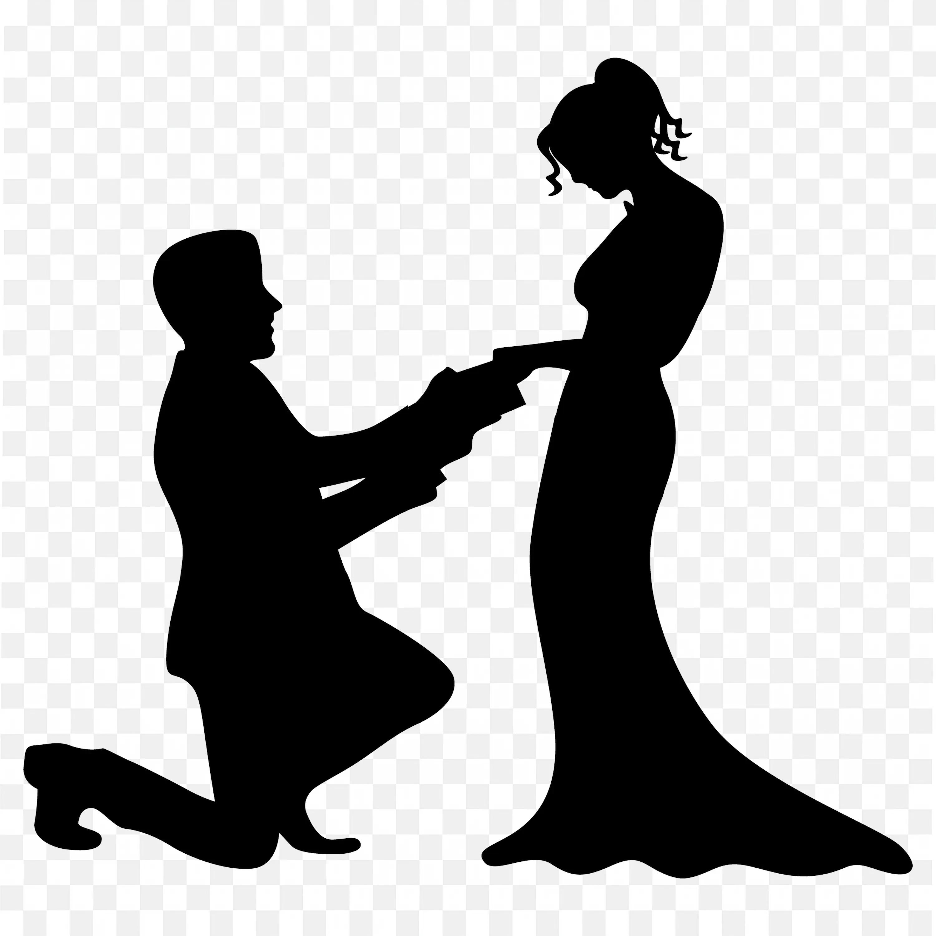 Man on Knee Proposing to Woman Marriage Proposal Silhouette