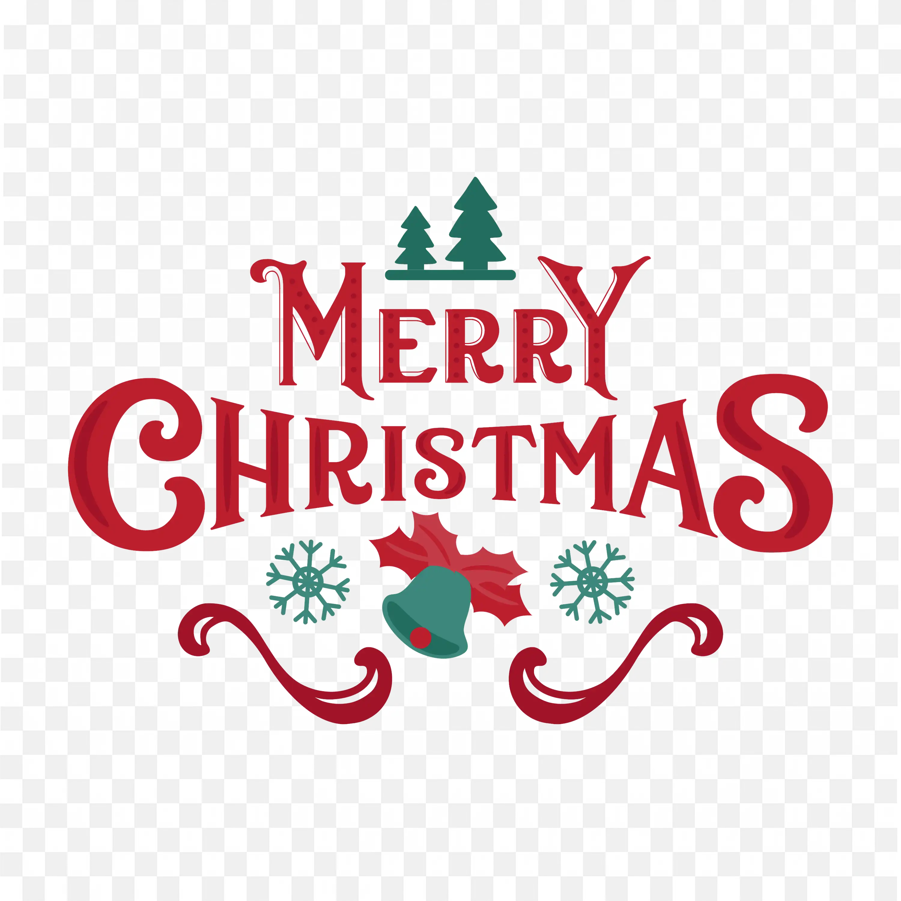 Merry Christmas Classic Swirl Red Green Typography