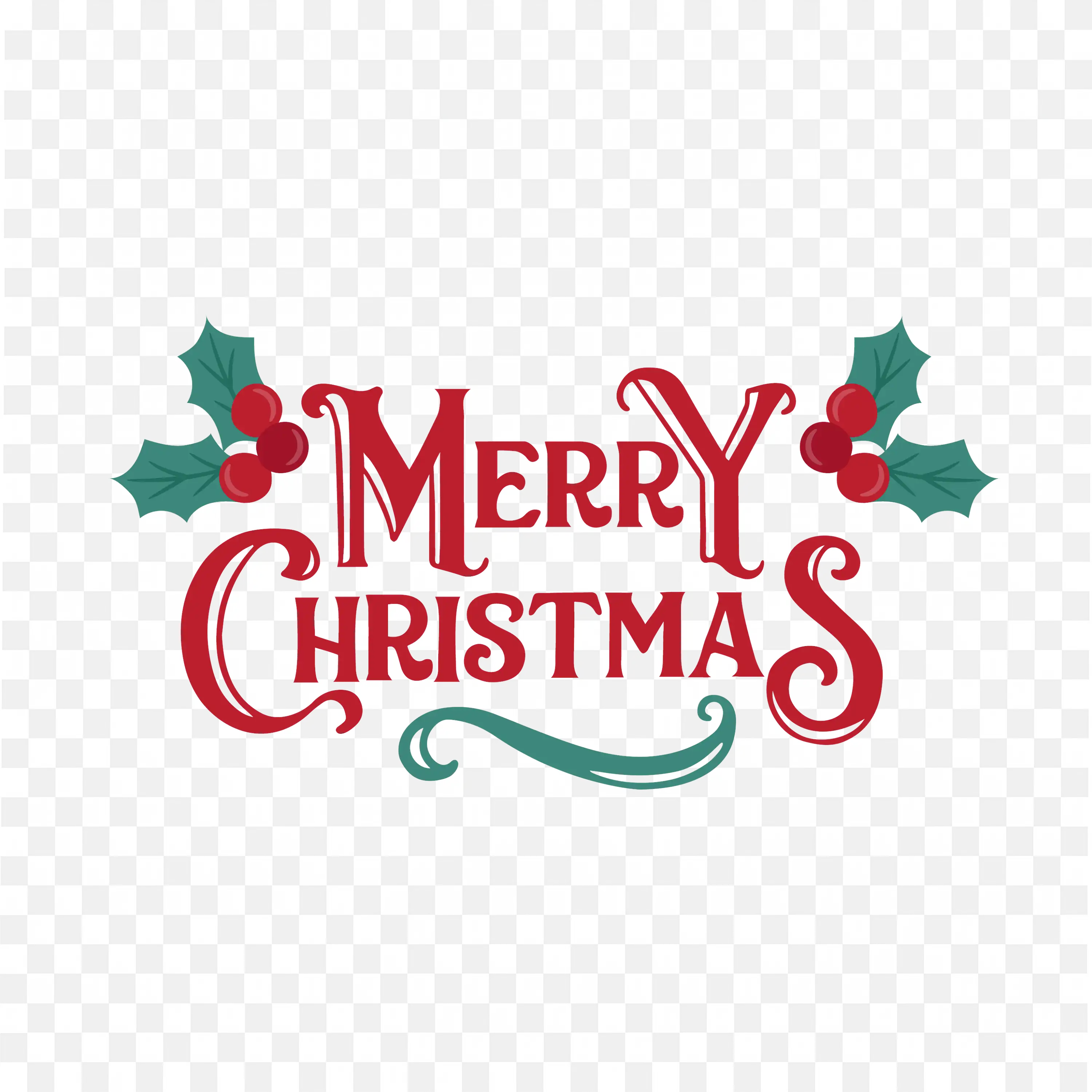 Merry Christmas Holly Leaves Festive Greeting Art