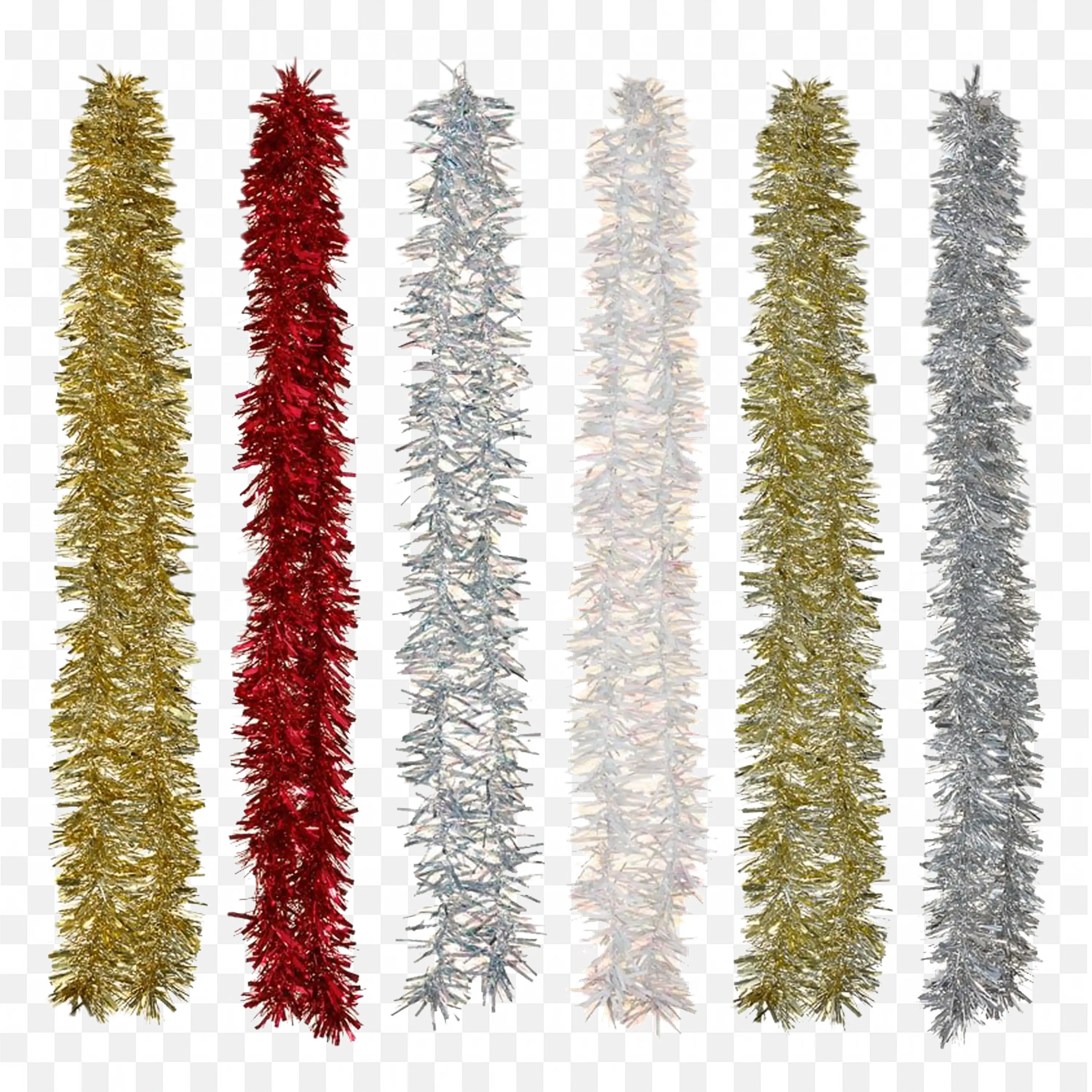 Mixed Color Tinsel Garlands In Gold Red Silver And White