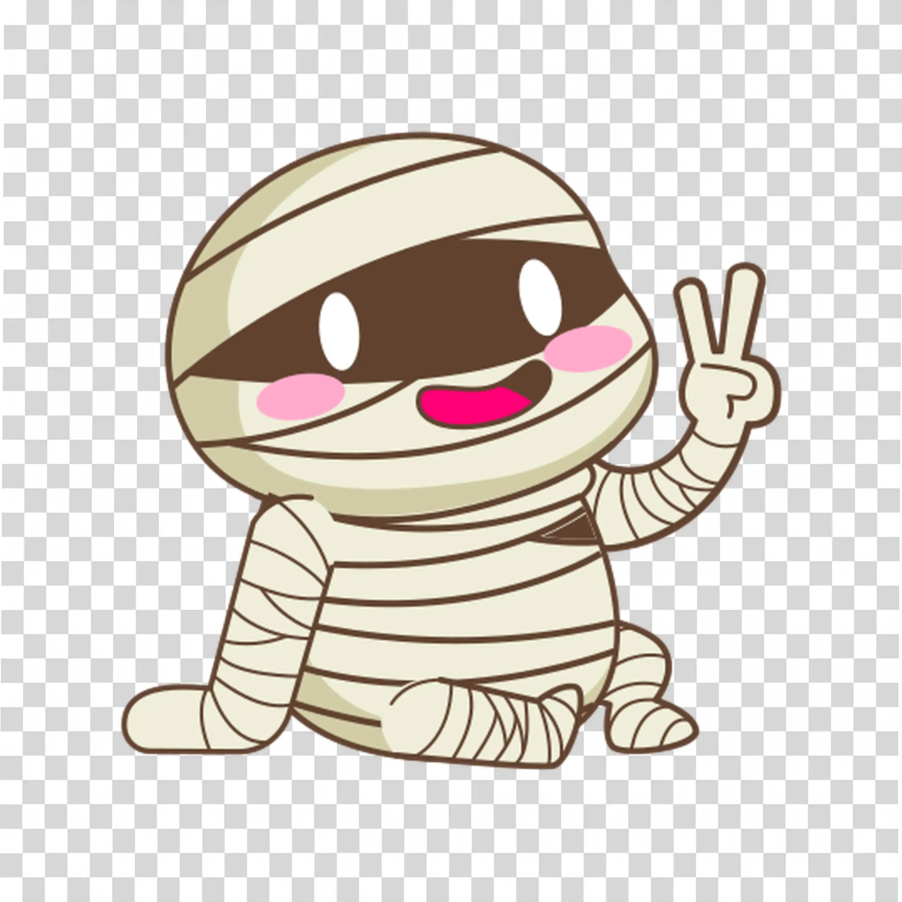 Mummy Character with Bandages and Happy Expression Halloween