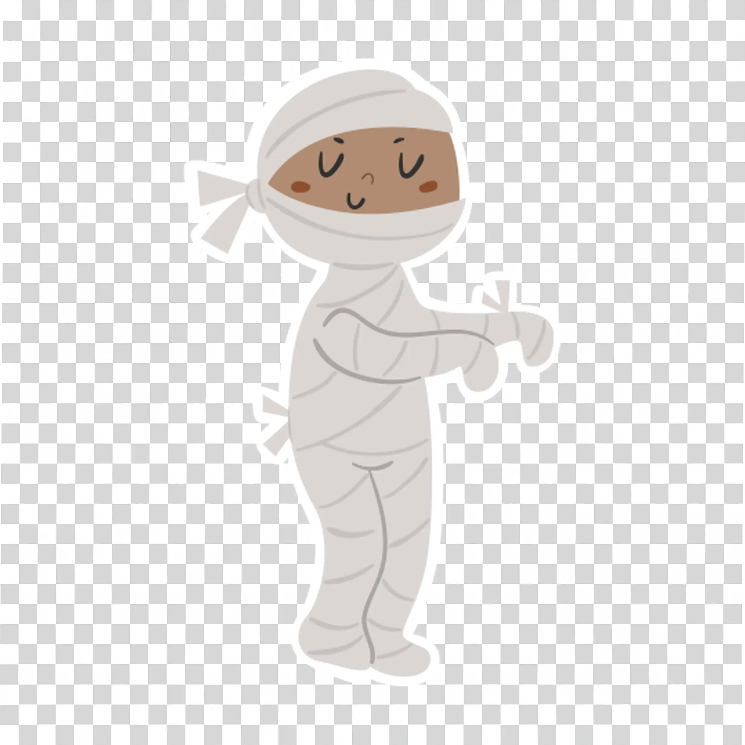 Mummy Character Wrapped in Bandages for Halloween Night