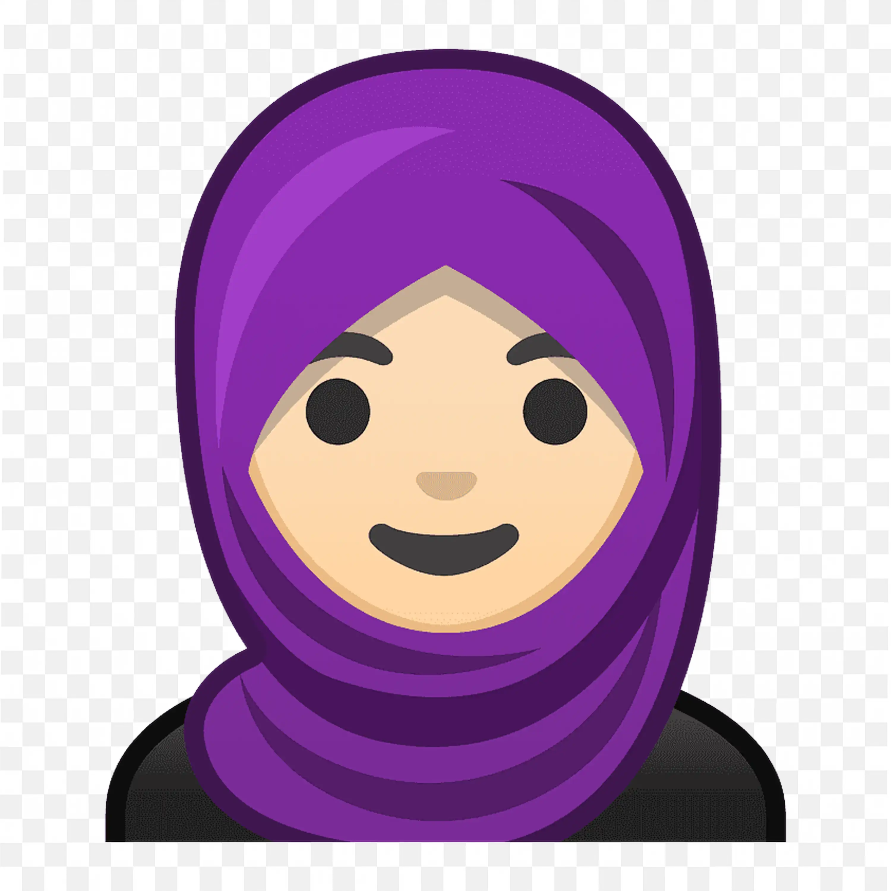 Muslim Woman Emoji Style Wearing Purple Hijab Illustration