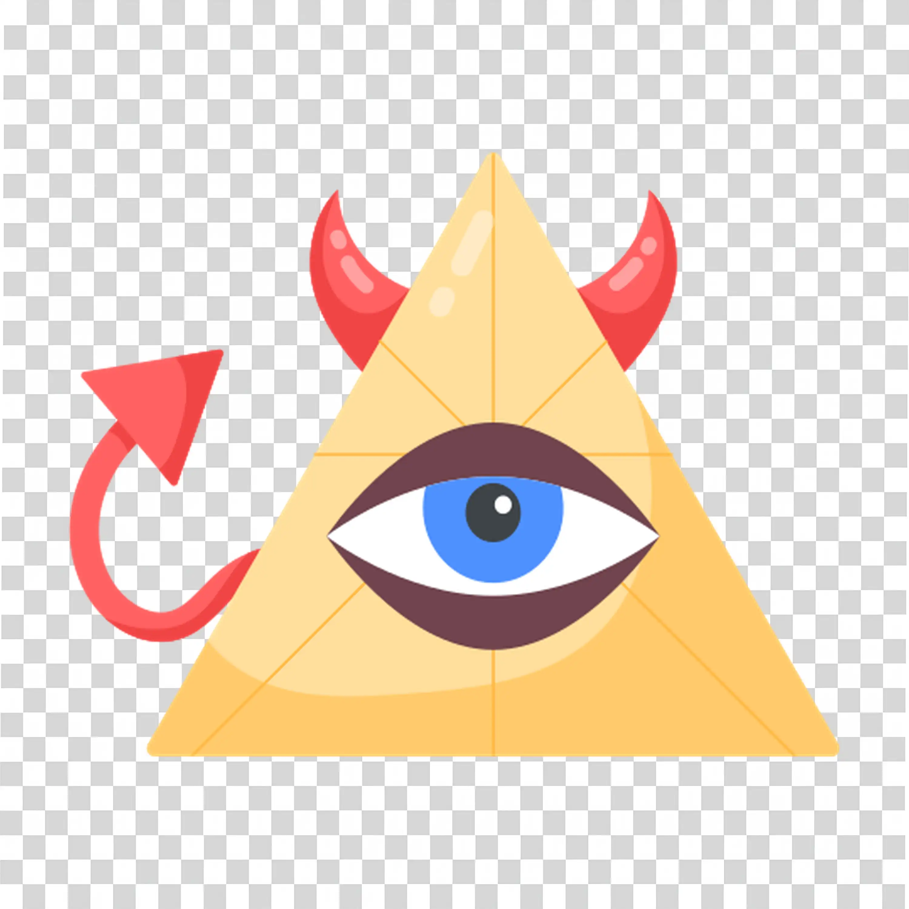 Mystic Pyramid with Devil and Eye Halloween Illustration