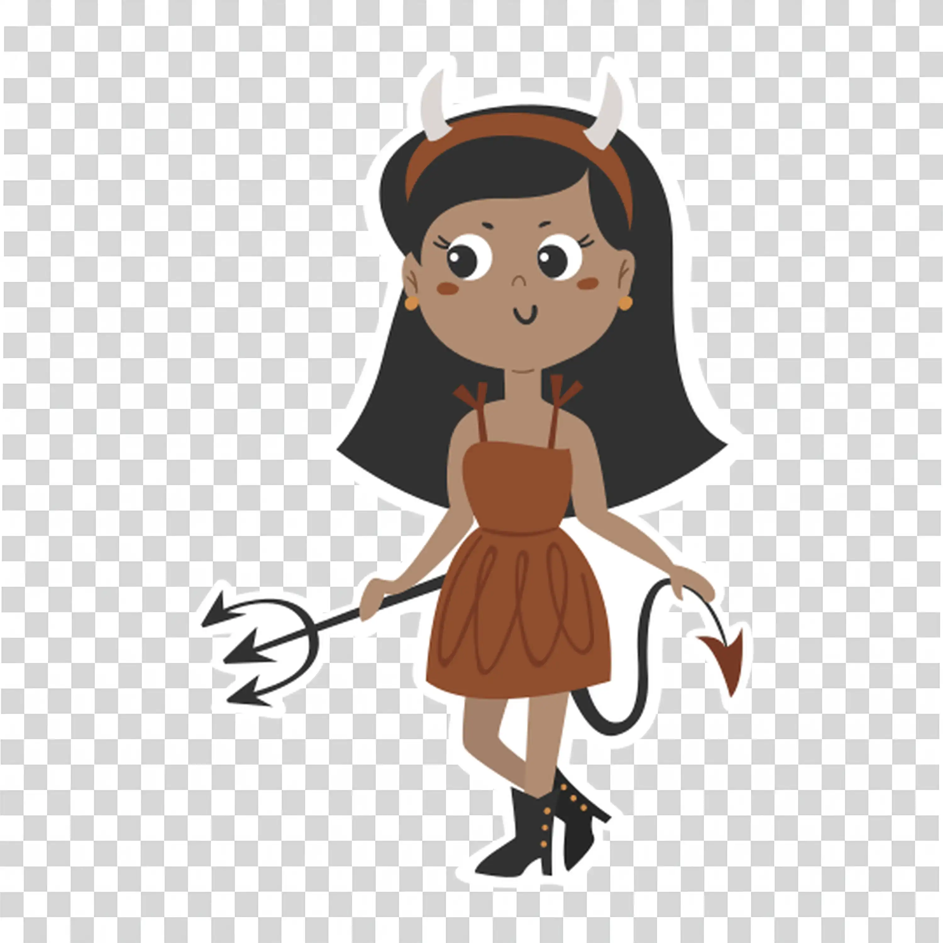 Native American Girl Dressed for Halloween in a Costume