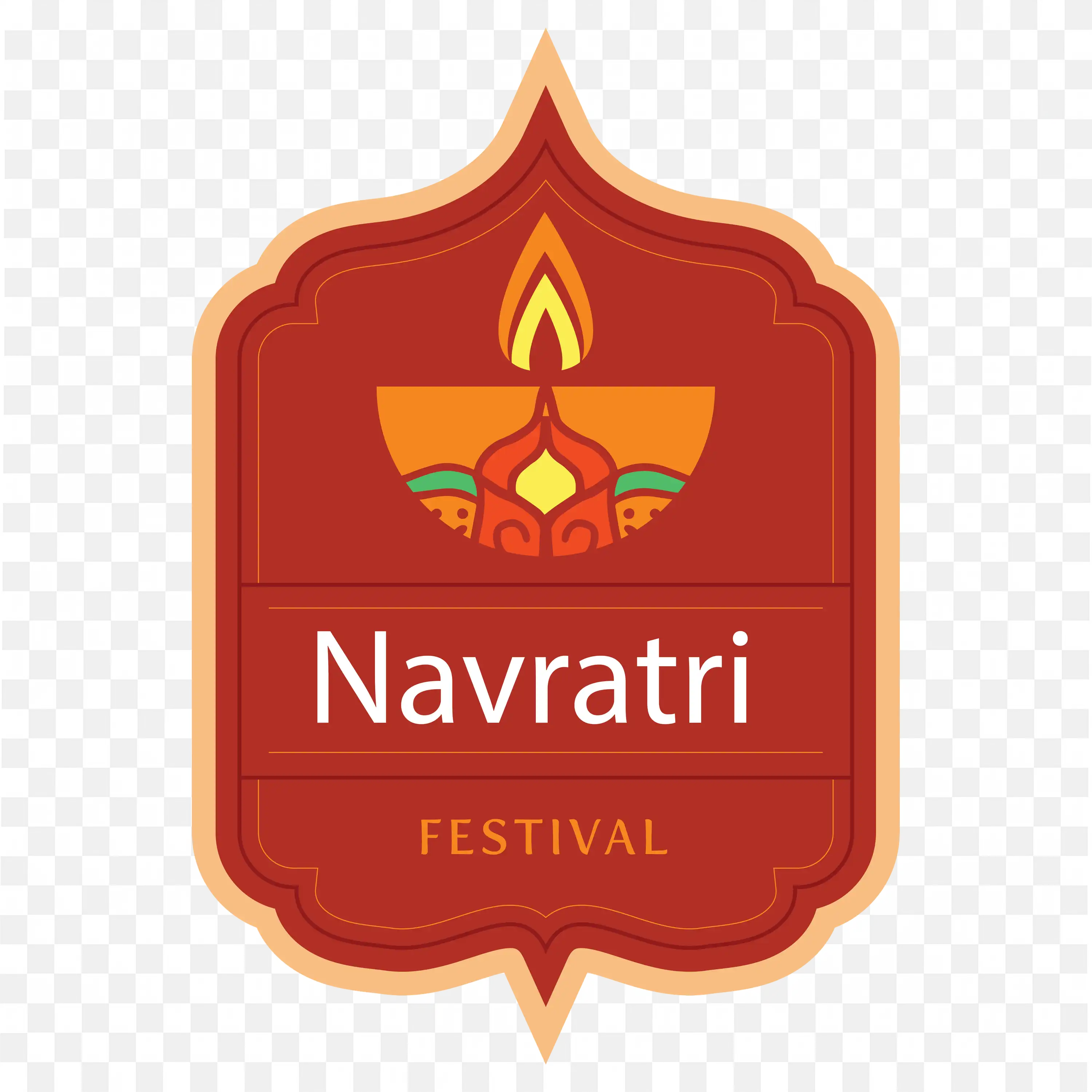 Navratri Festival Badge Red Yellow Decorative Design