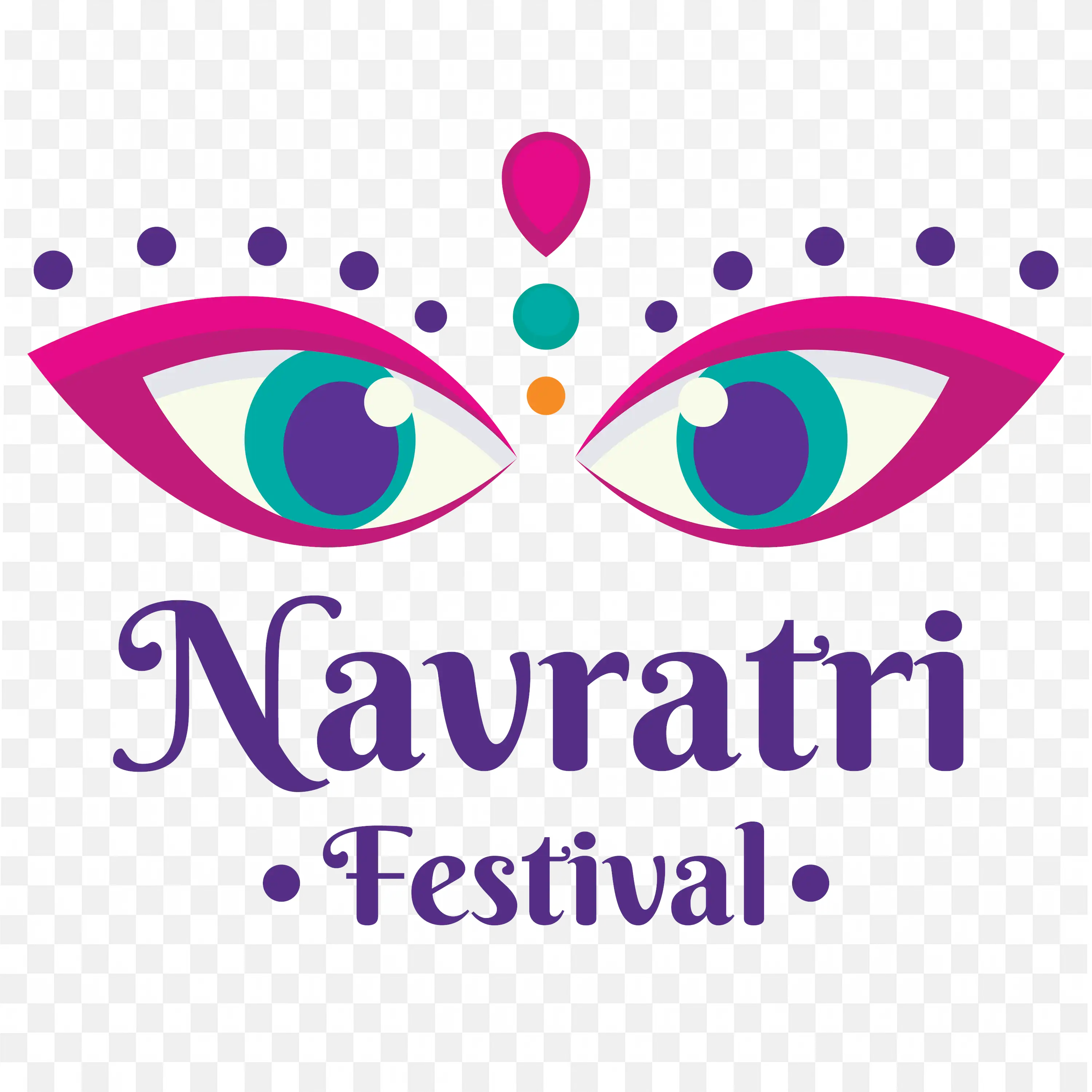 Navratri Festival Colorful Goddess Eyes and Bindi Art