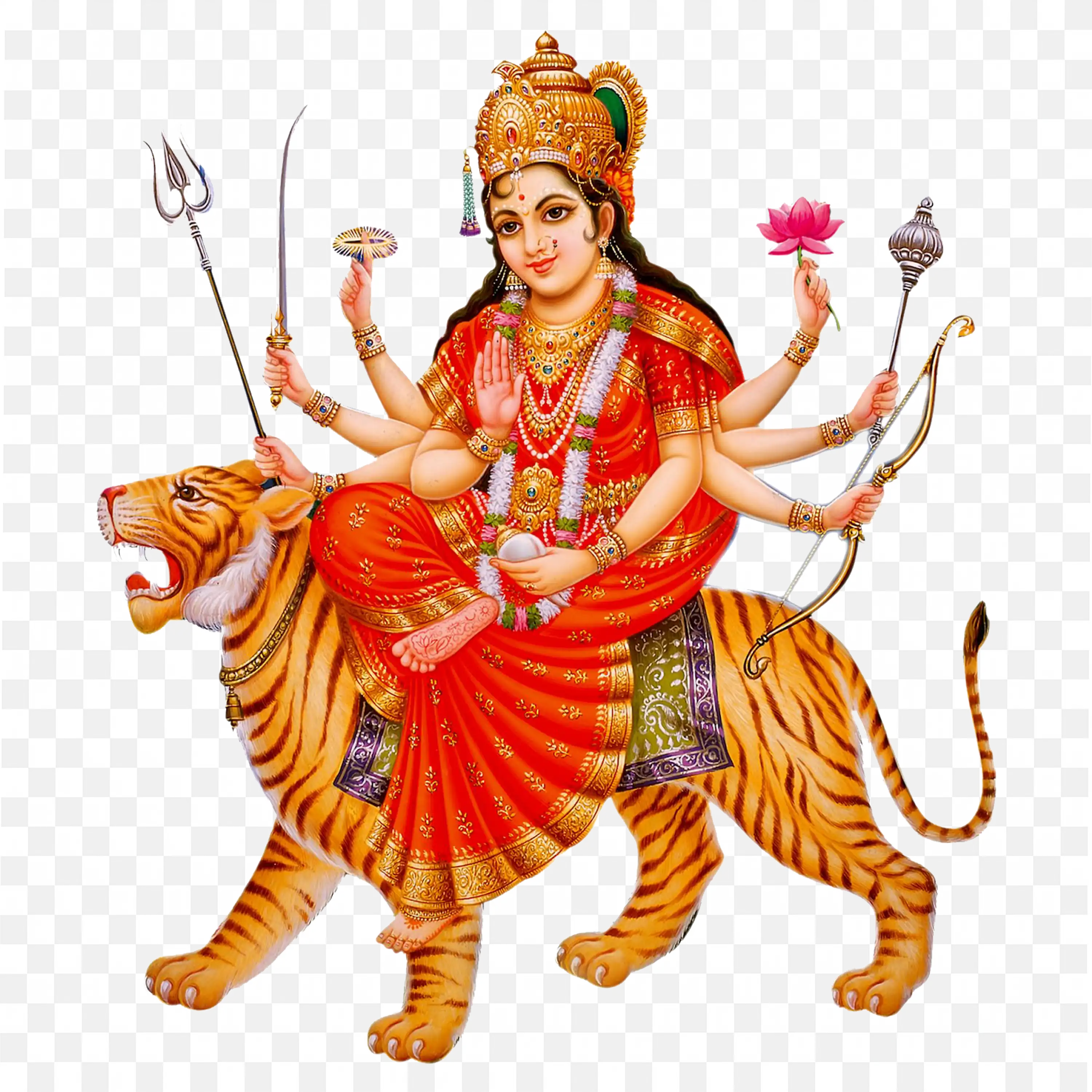 Navratri Festival Goddess Durga Tiger Traditional Art