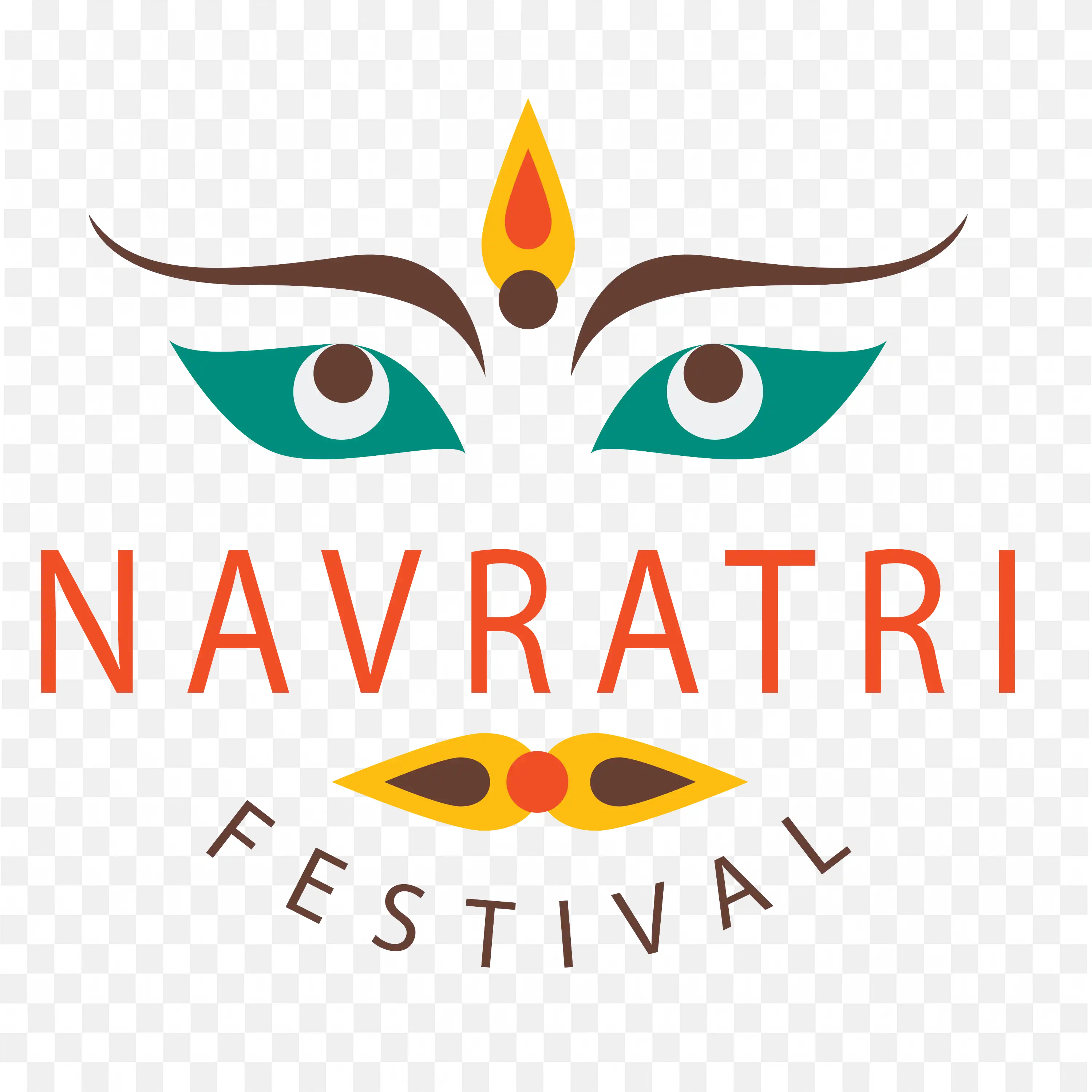 Navratri Festival Goddess Eyes and Crown Design