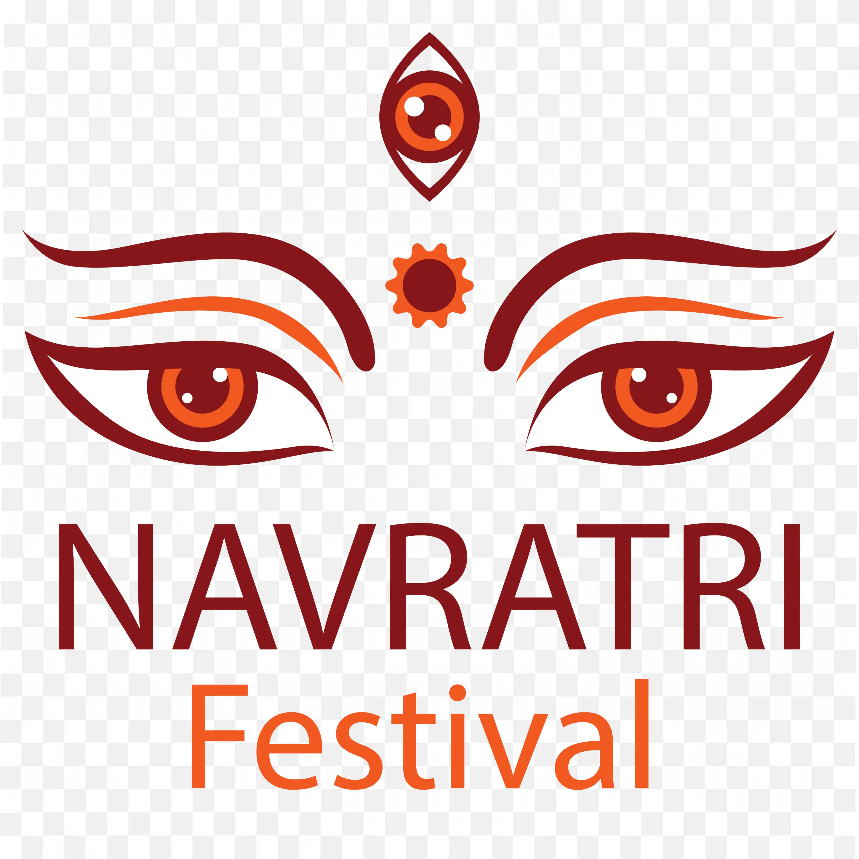 Navratri Festival Goddess Eyes Red Bindi Illustration