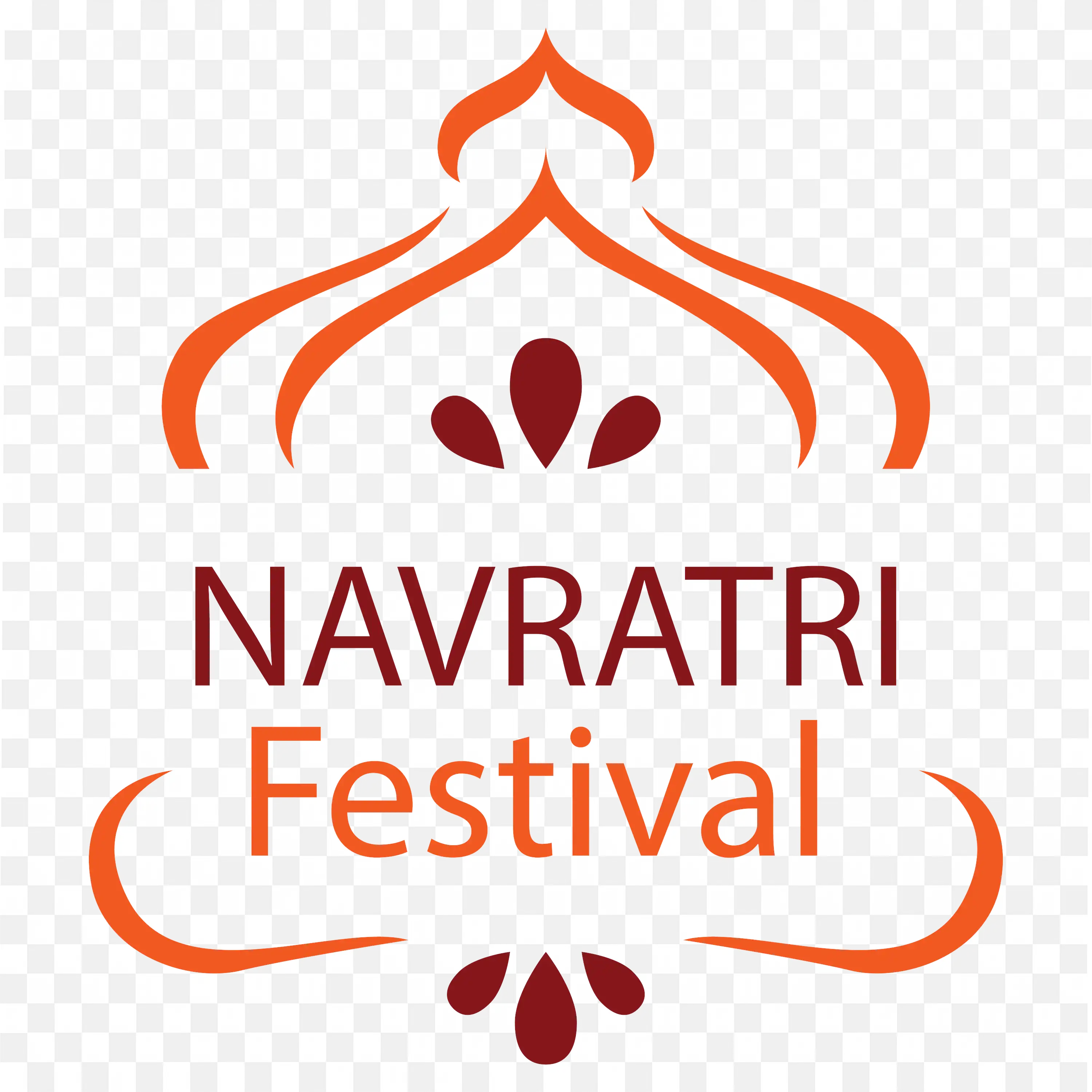 Navratri Festival Orange Decorative Temple Symbol Art