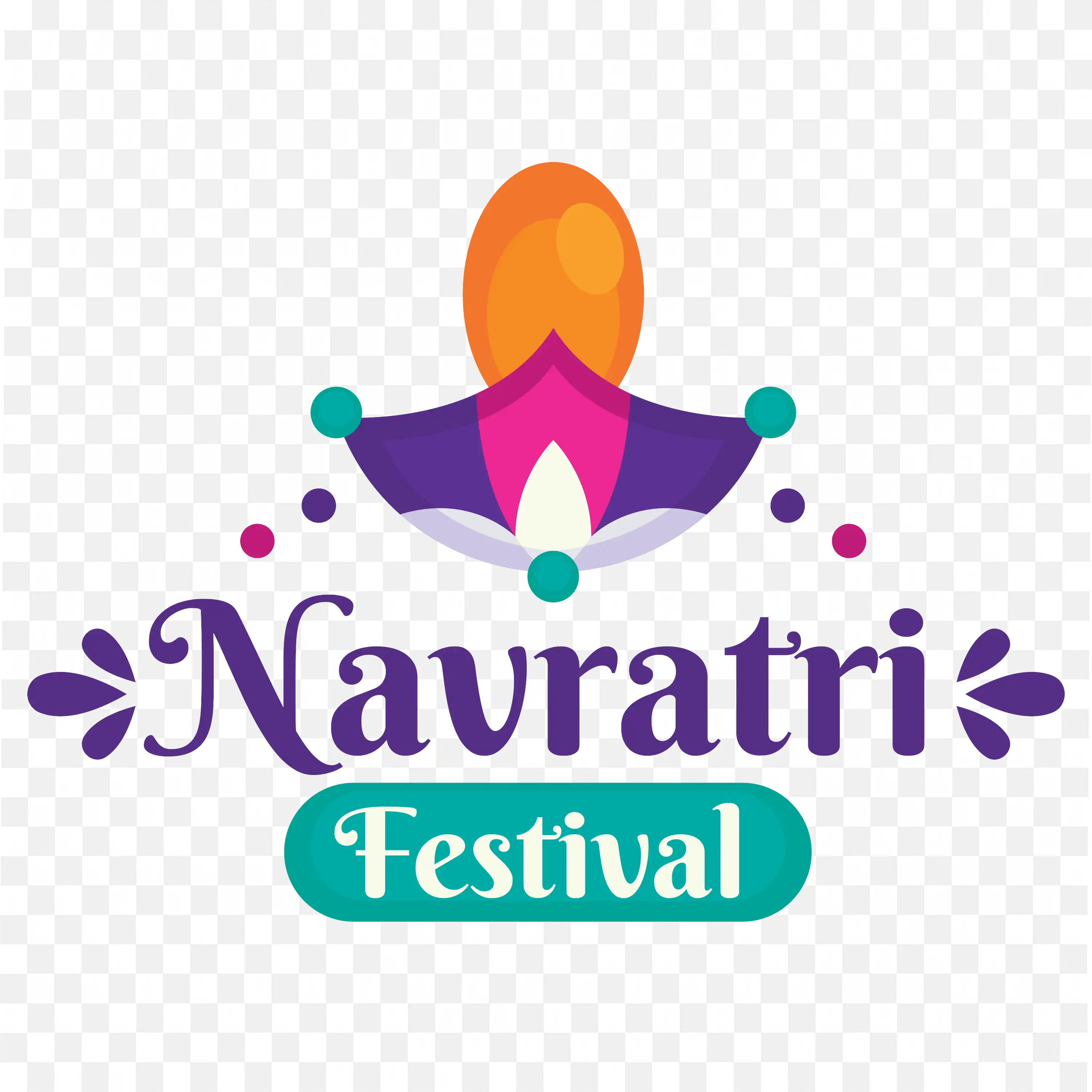 Navratri Festival Purple Orange Decorative Design