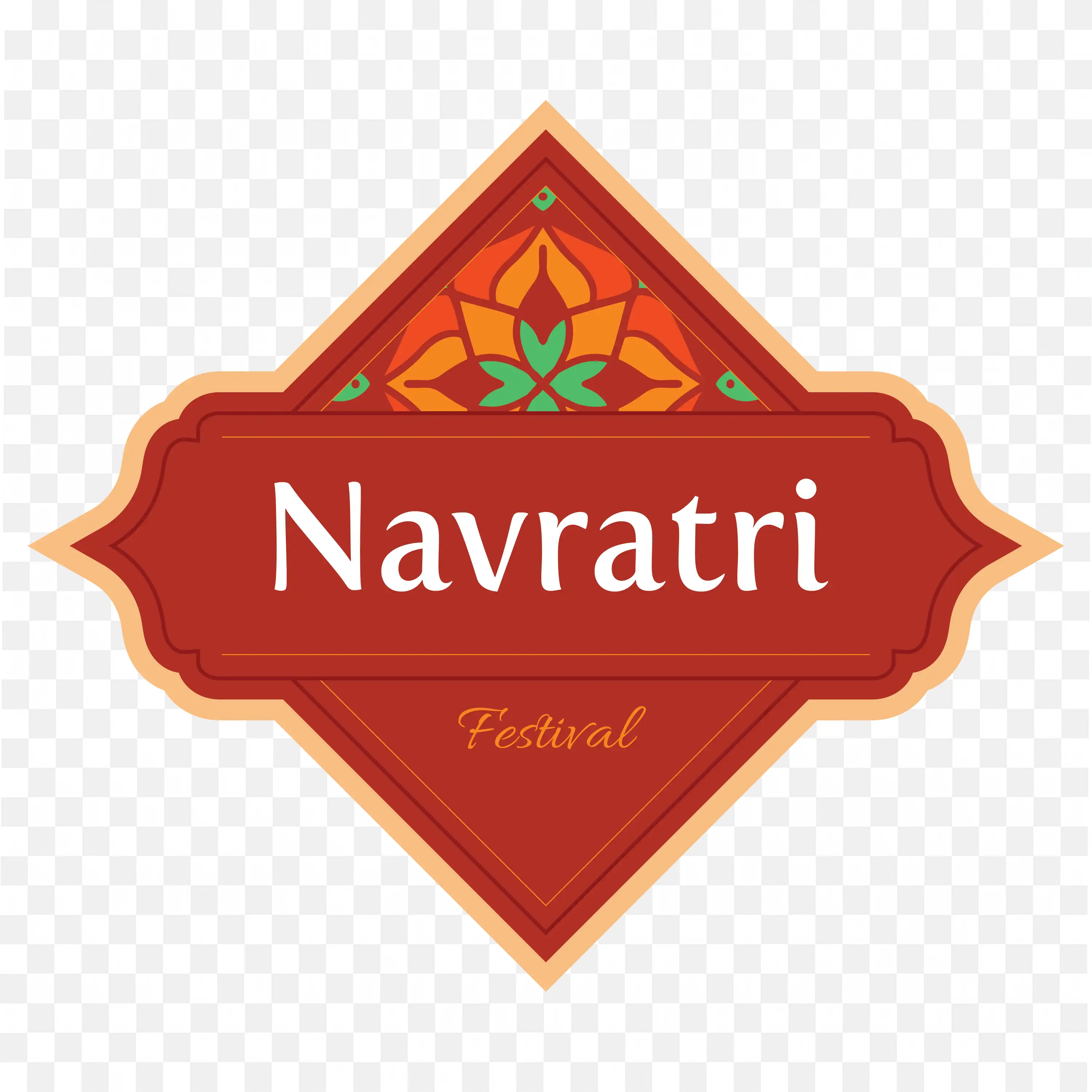 Navratri Festival Red Diamond Traditional Badge Design