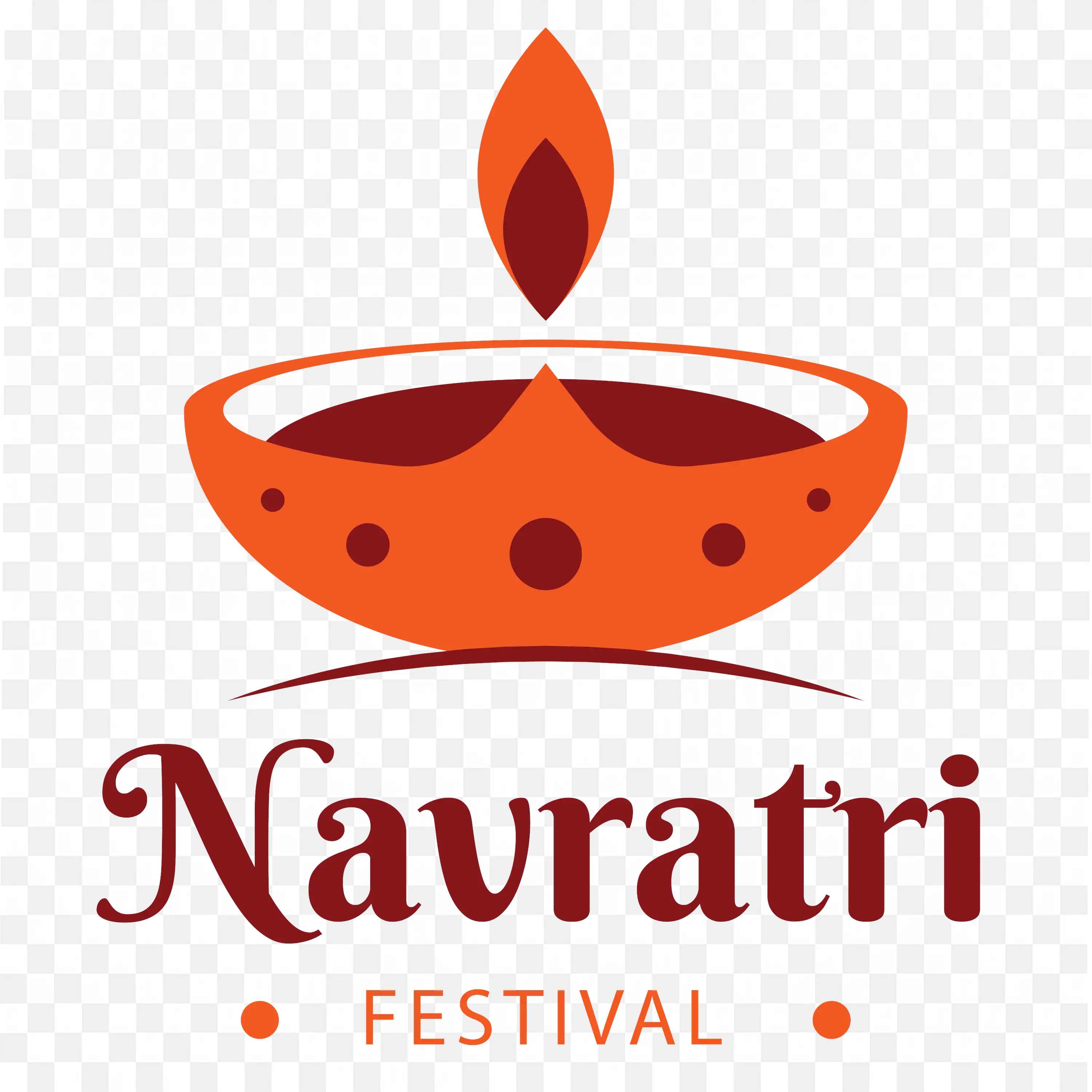 Navratri Festival Traditional Orange Lamp Illustration