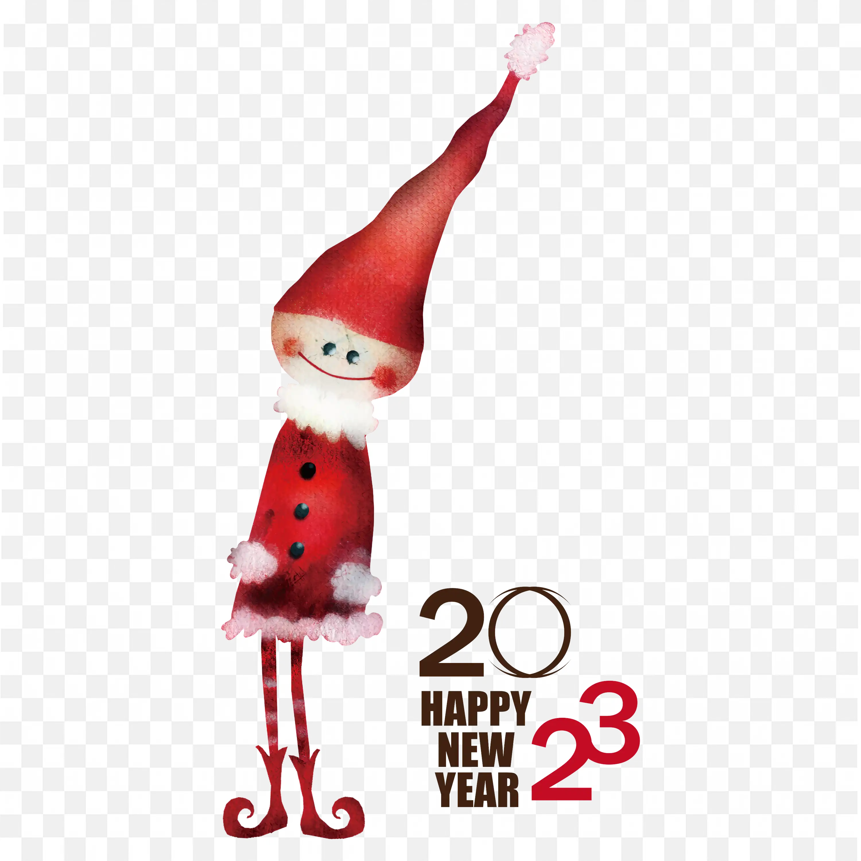 New Year with Santa Hat Illustration Image PNG