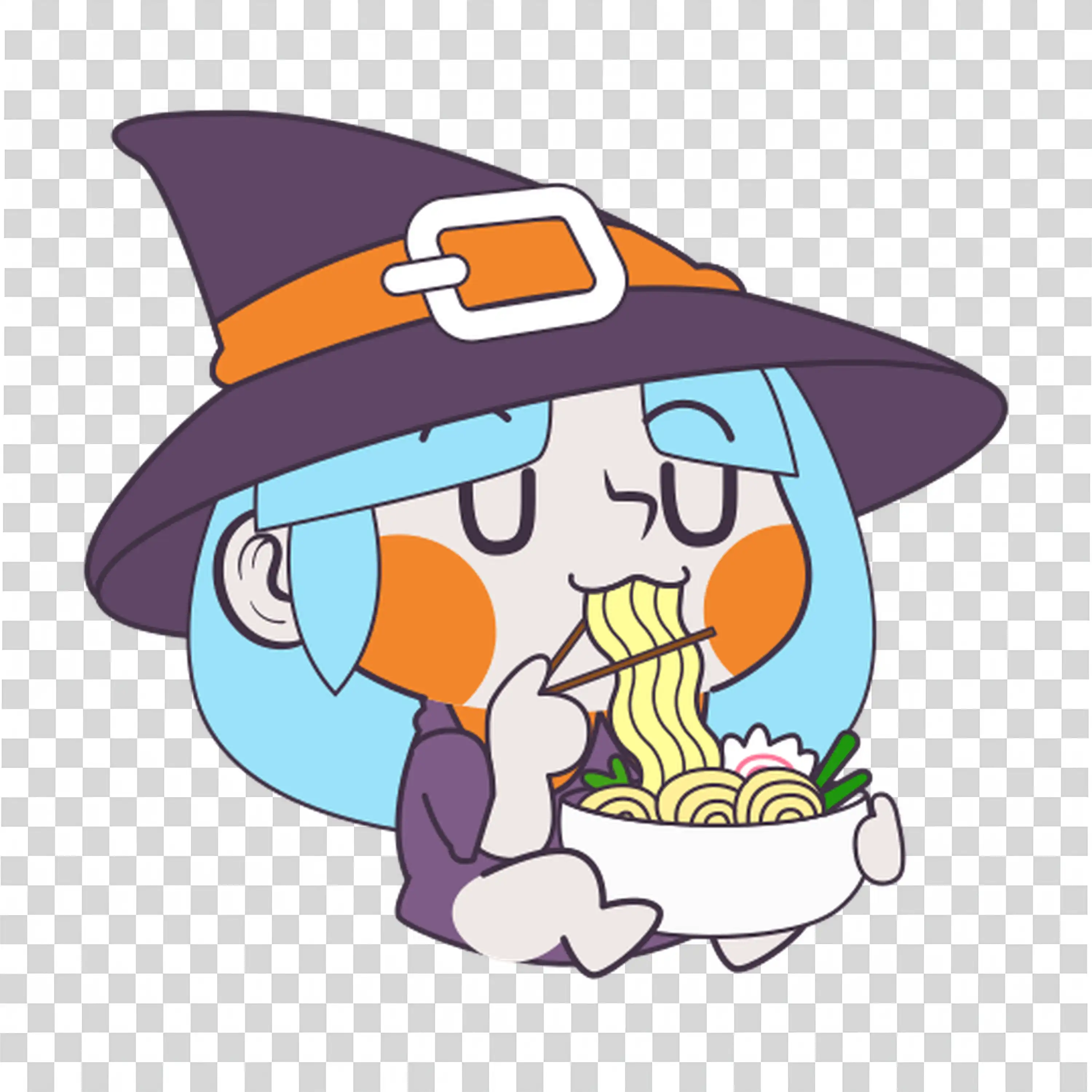 Old Witch with Glasses Flying in Cute Halloween Design