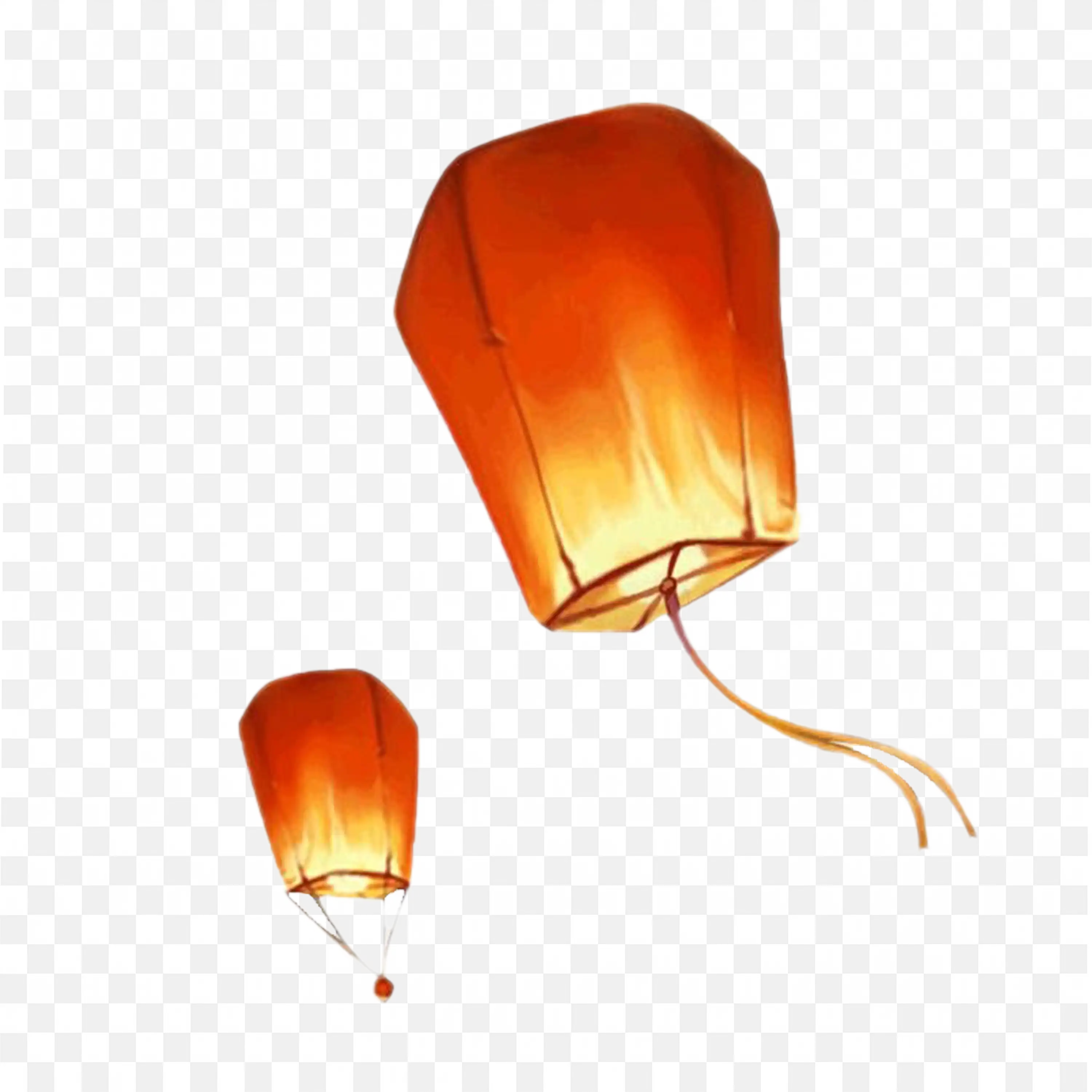 Orange Sky Lanterns Flying During Night Festival Event Image