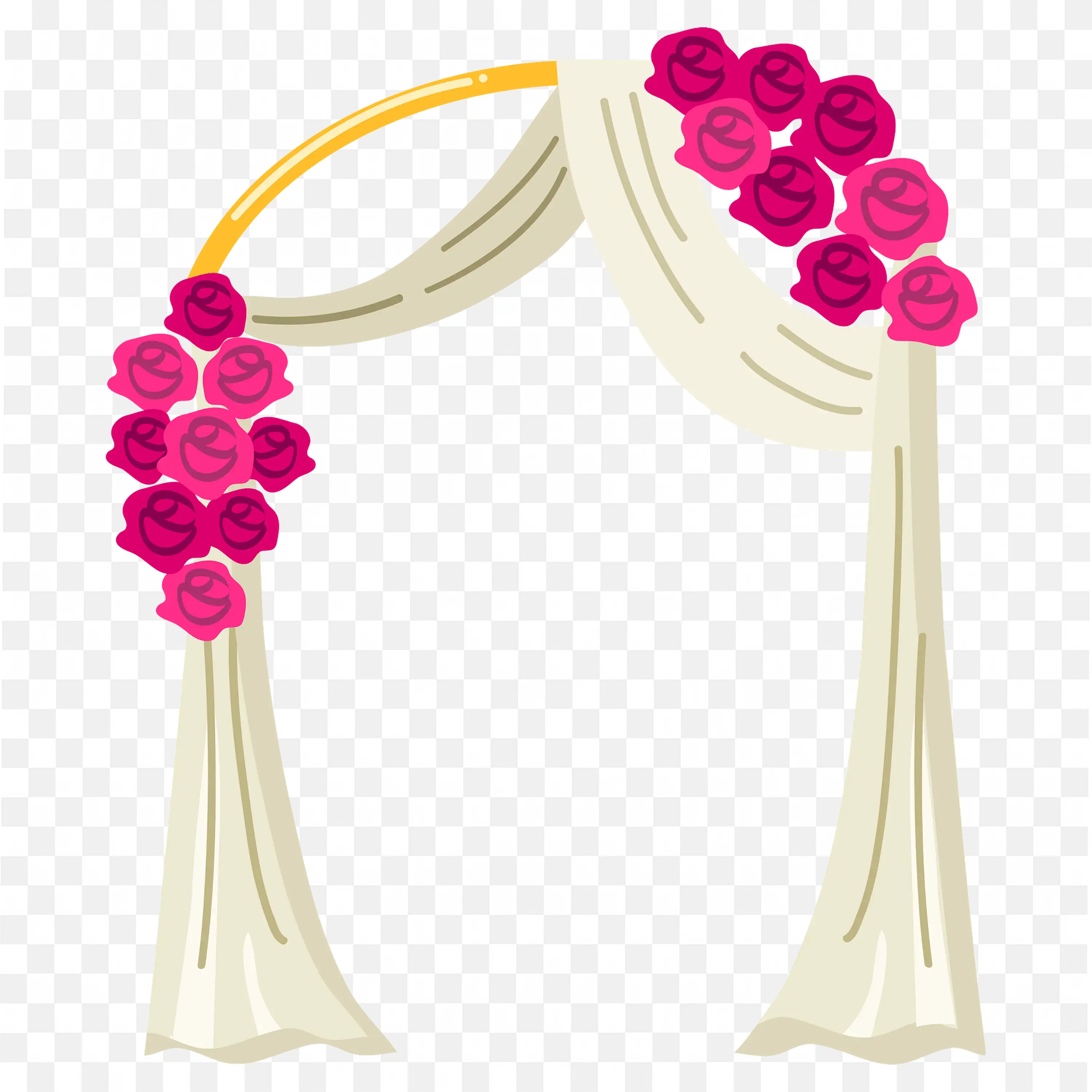Pink Floral Wedding Arch with Drapes for Invitations Art
