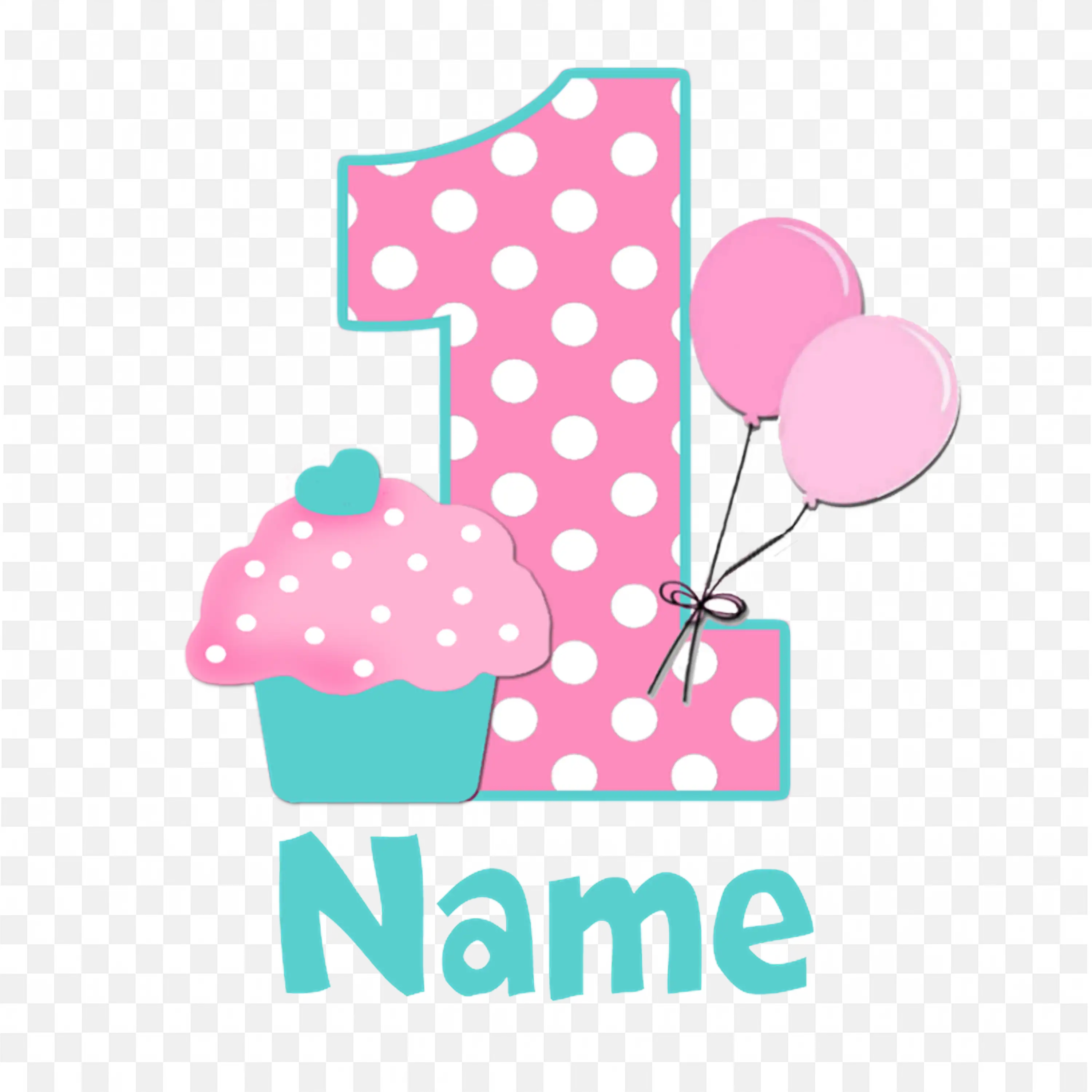 Pink Number One Birthday Name Editable Party Design
