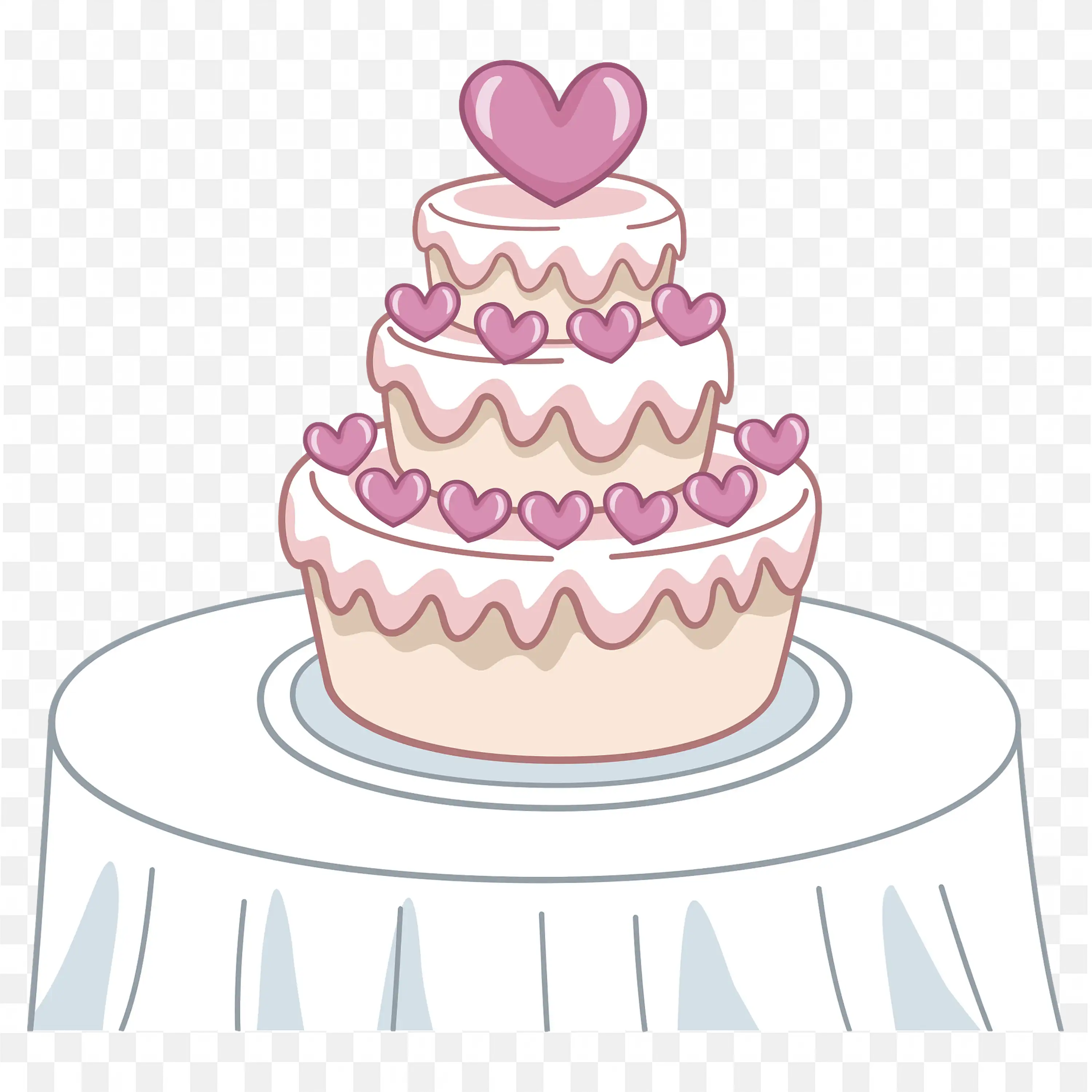 Pink Romantic Wedding Cake with Heart for Reception Dessert