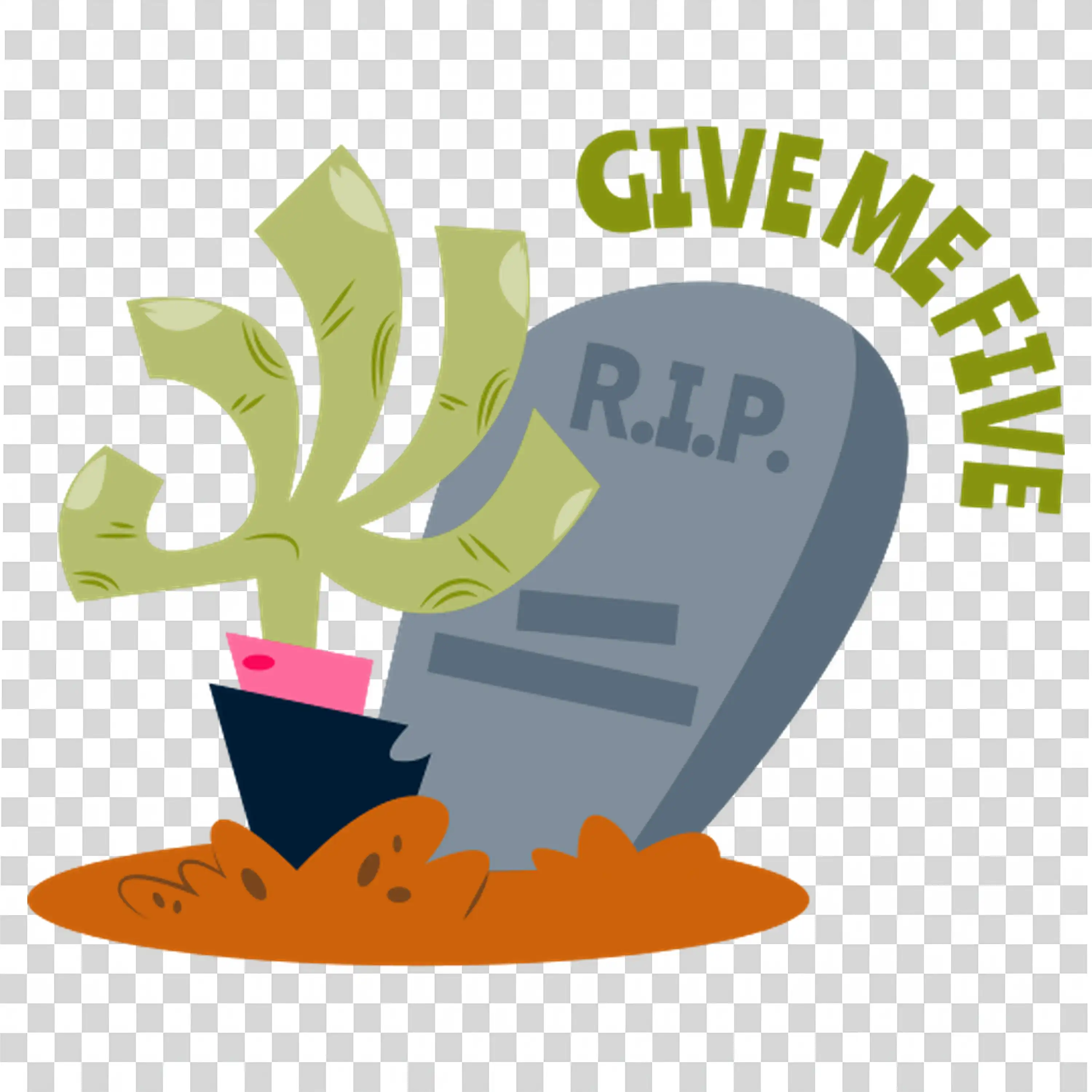 Plant with a Spooky Rip Sign and a Halloween Background