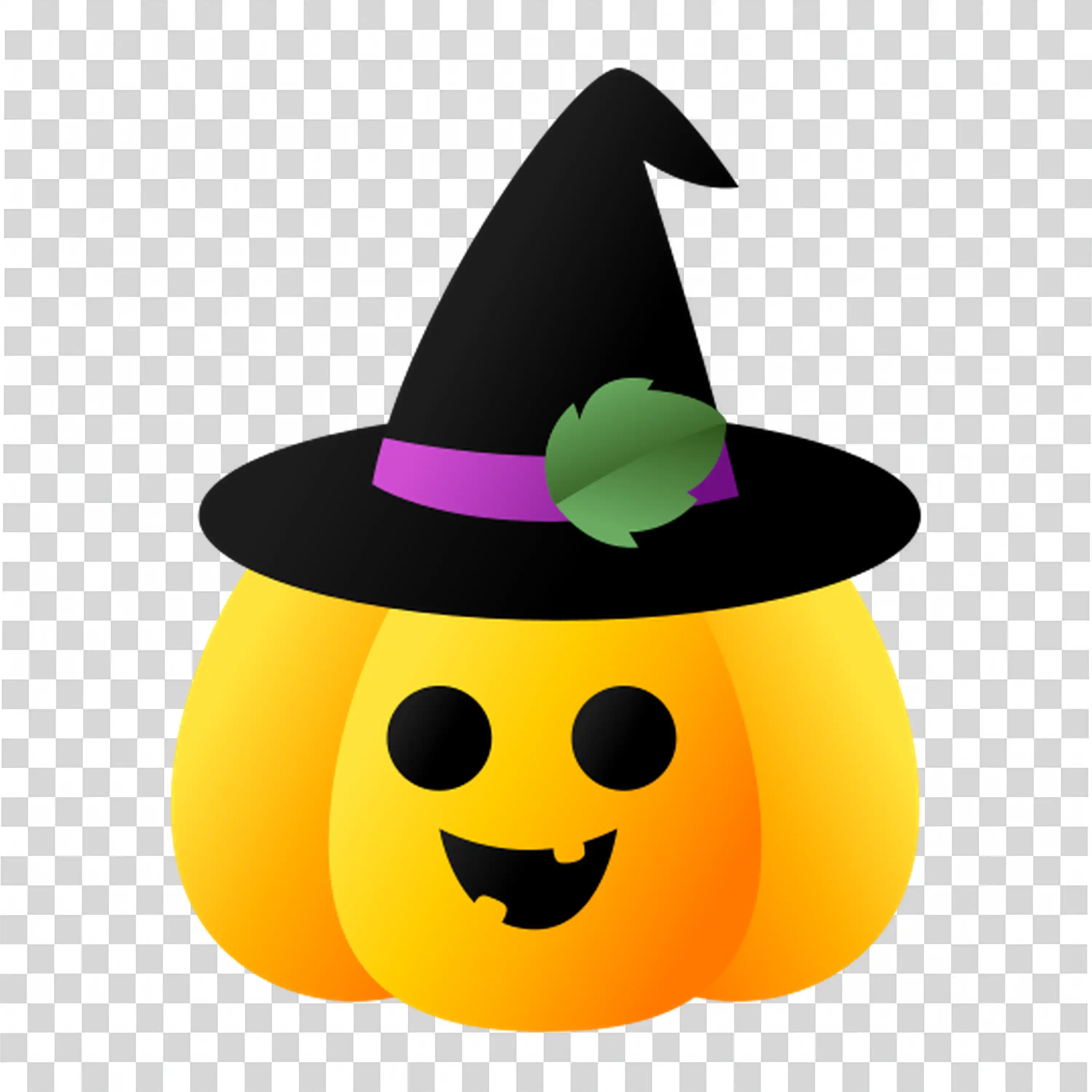 Pumpkin Character with Witch Hat and Colorful Expression