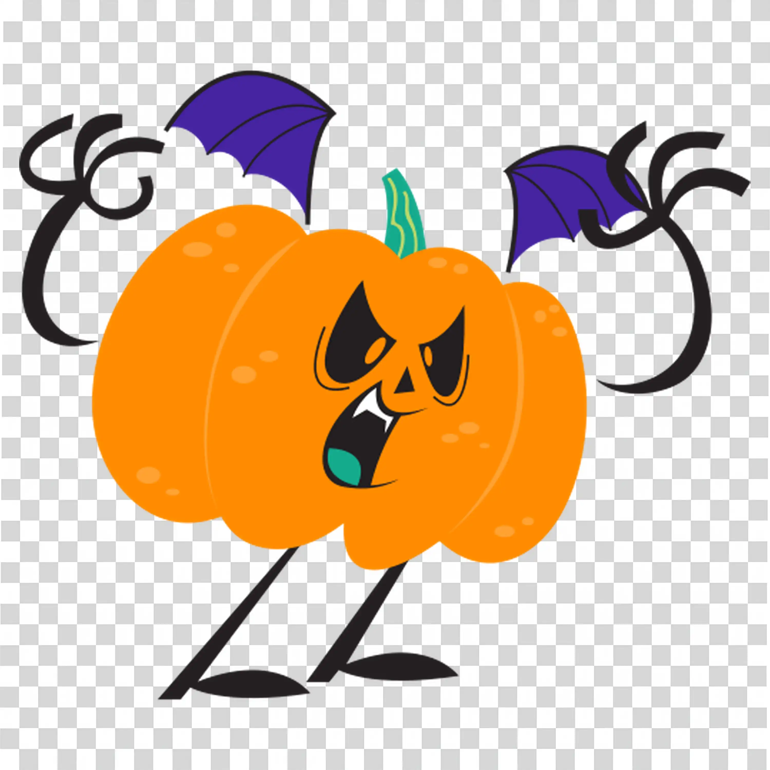 Pumpkin with Bat Wings and Face Halloween Spooky Pumpkin