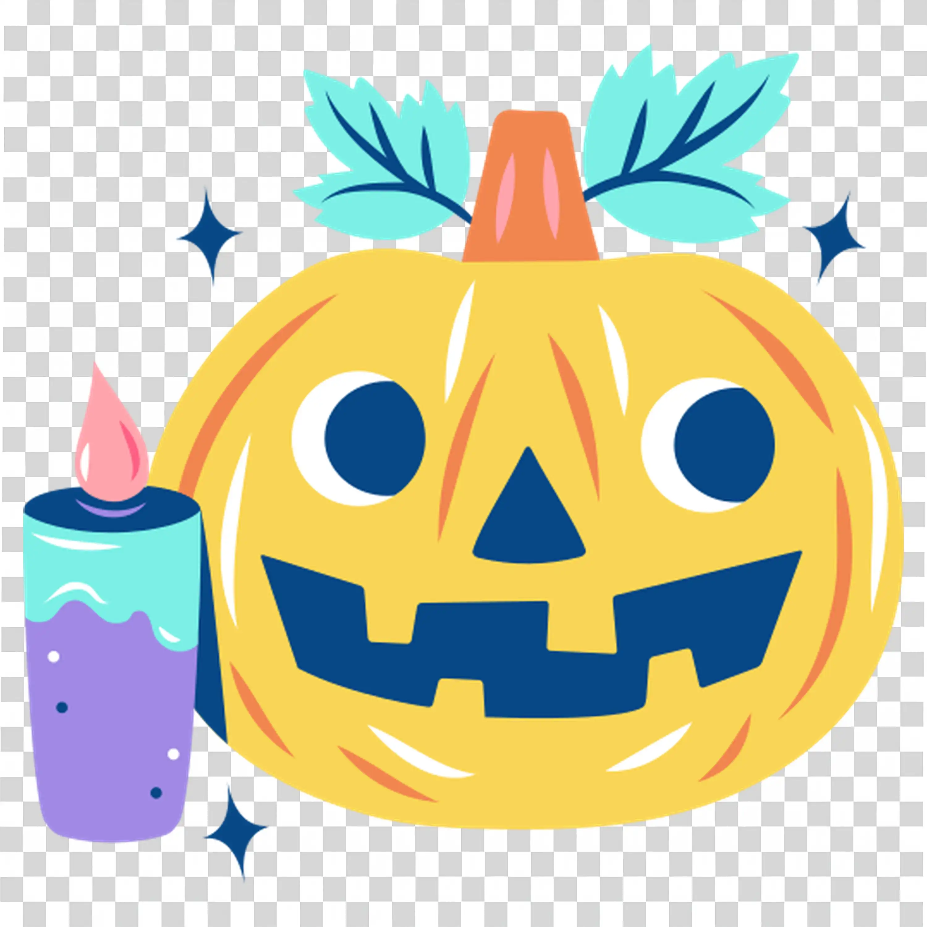 Pumpkin with Blue Drink and Spooky Halloween Decorations