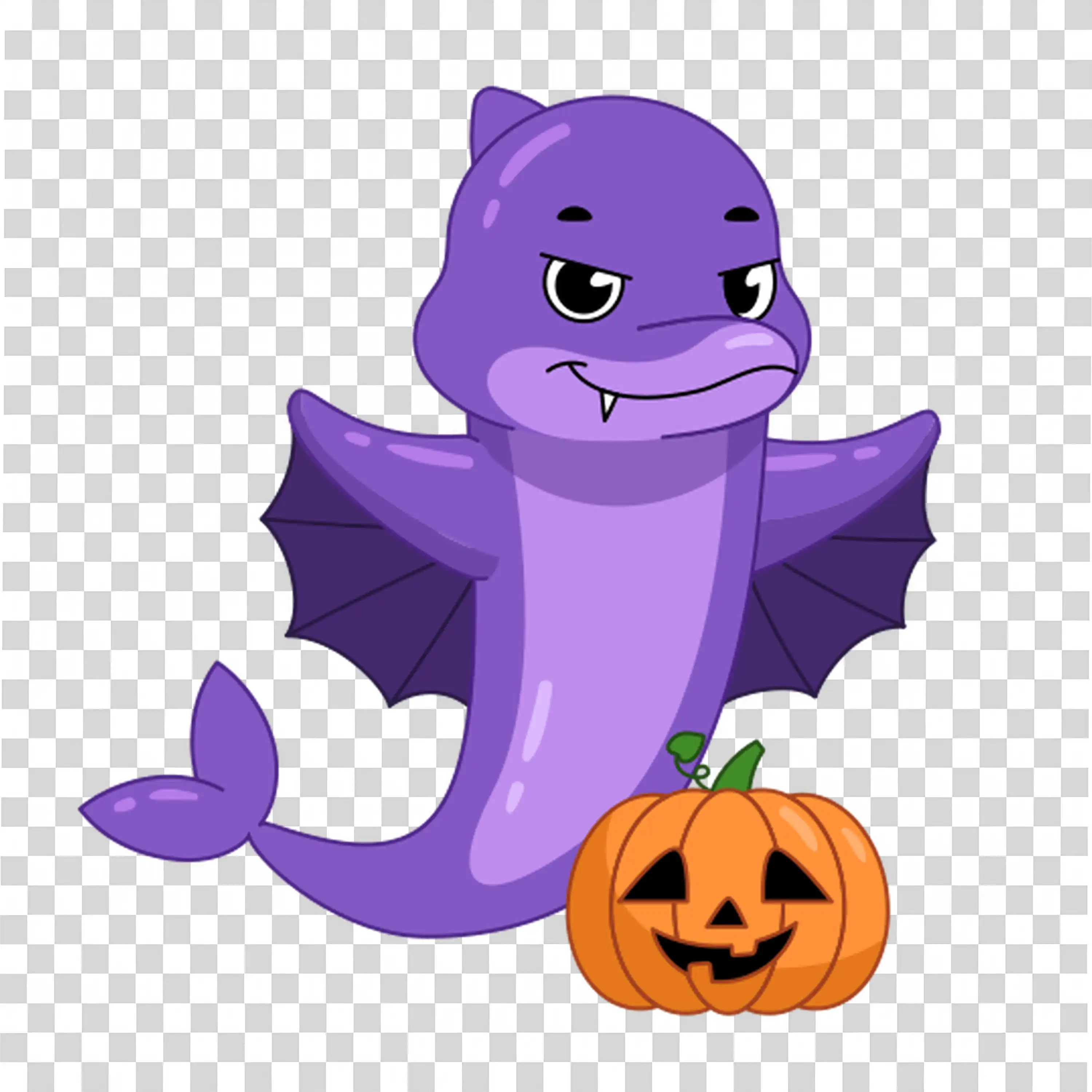 Purple Halloween Dragon Holding Pumpkin Decoration