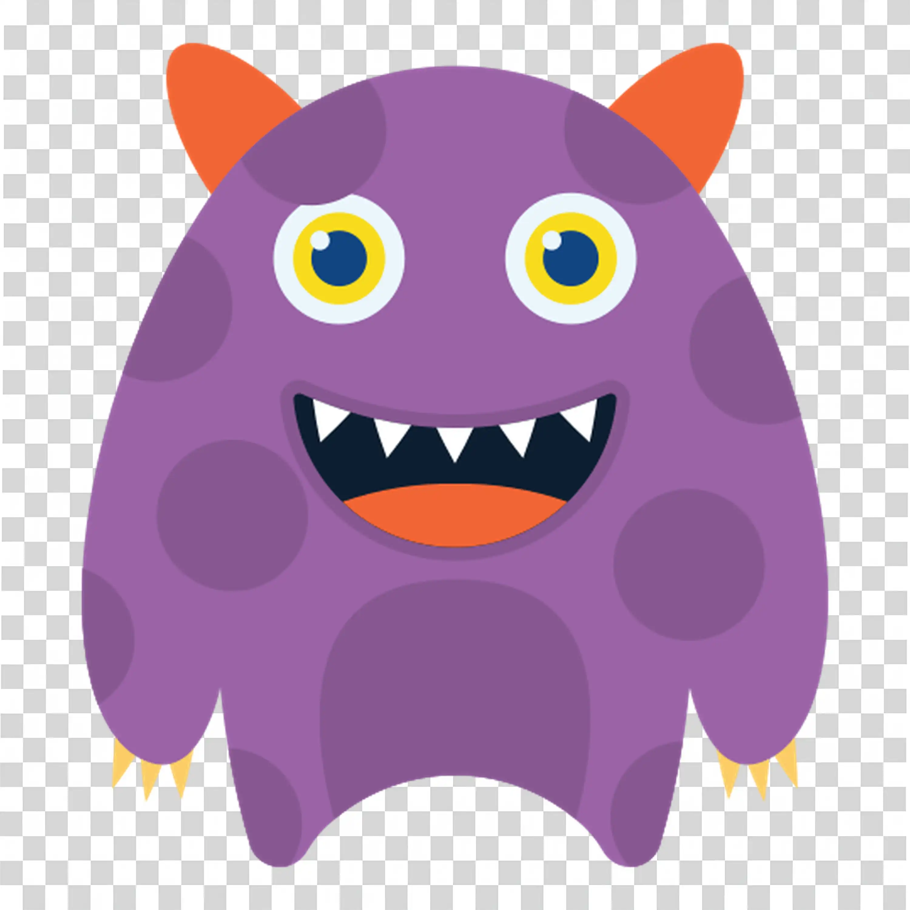 Purple Monster with Big Eyes and Sharp Ears for Halloween